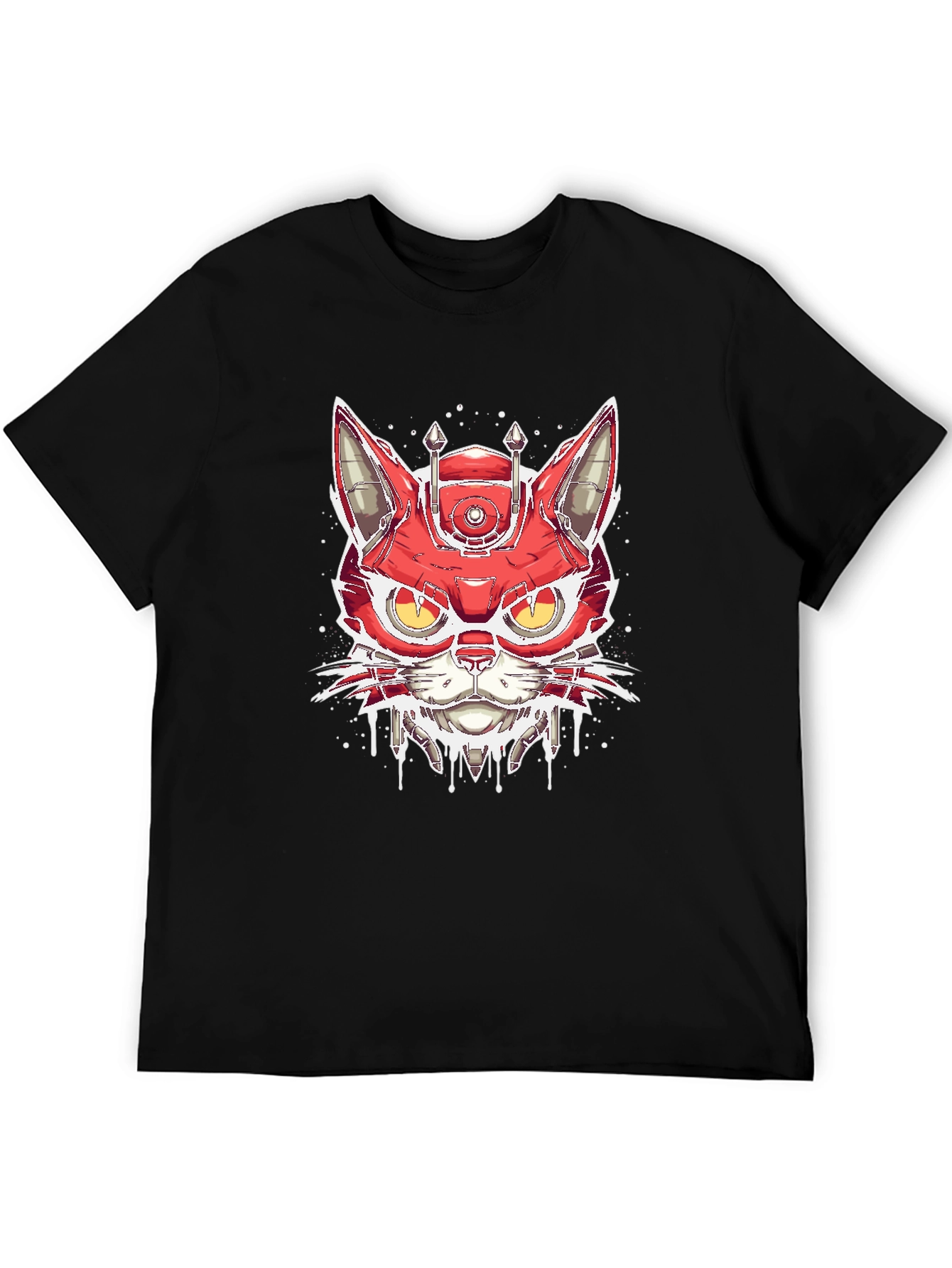 Cyberpunk Cat T-Shirt - Robotic Feline Design