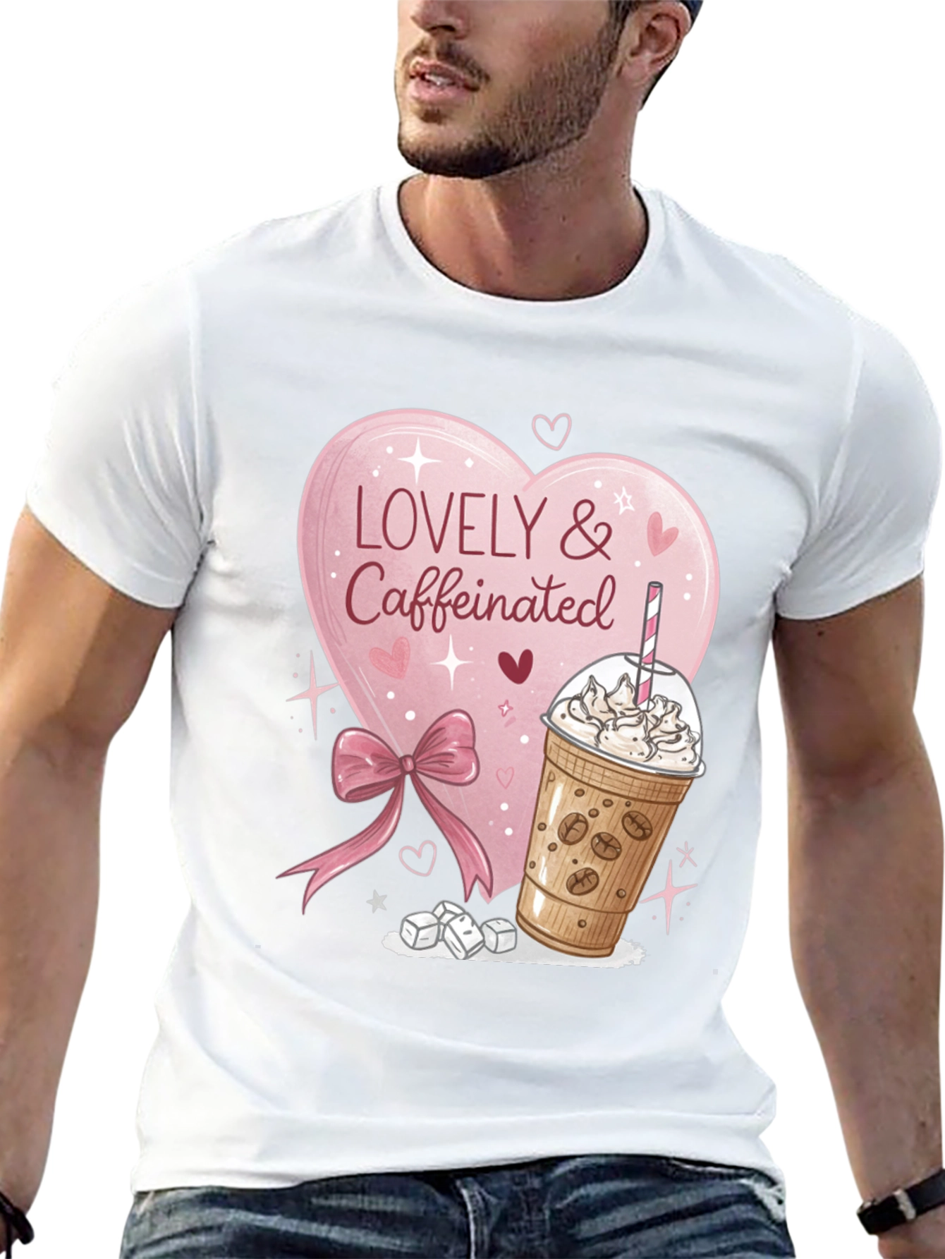 Lovely & Caffeinated T-Shirt - Coffee Lover Gift
