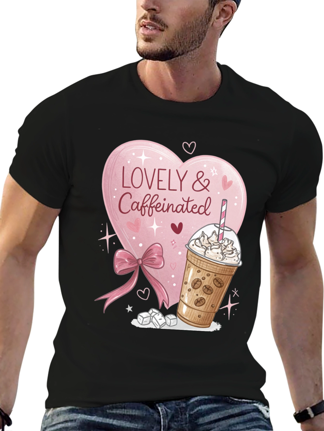 Lovely & Caffeinated T-Shirt - Coffee Lover Gift