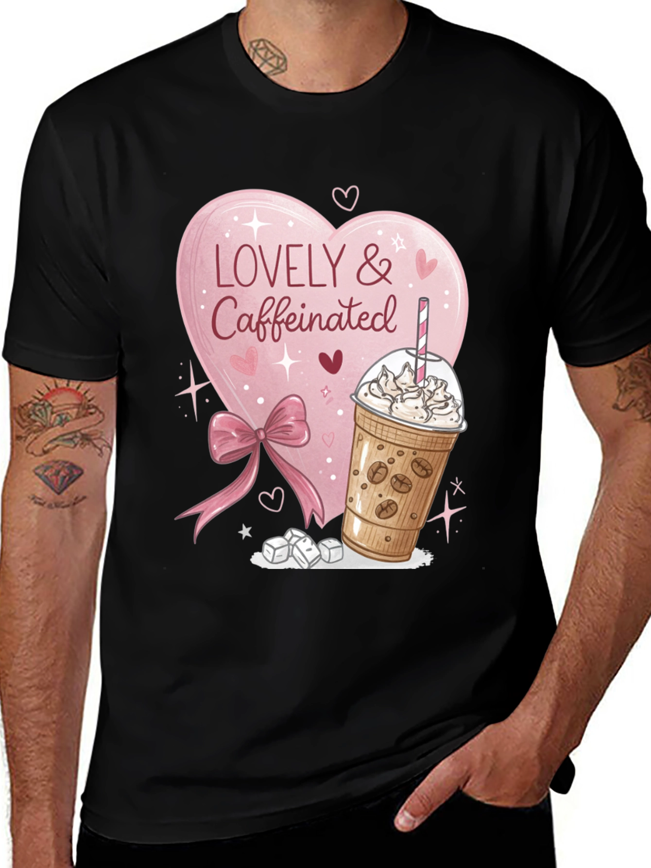 Lovely & Caffeinated T-Shirt - Coffee Lover Gift