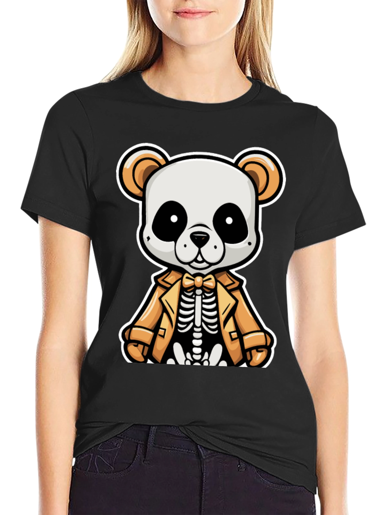 Panda Skeleton in Suit Graphic Tee