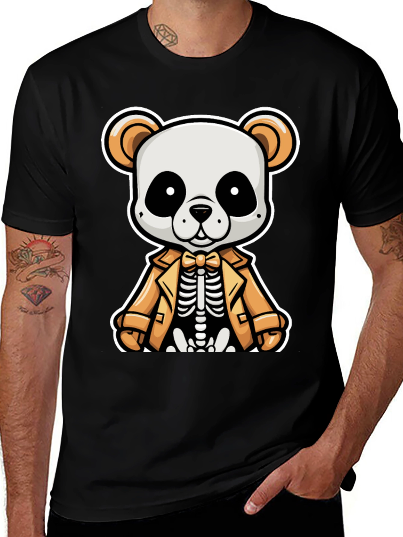 Panda Skeleton in Suit Graphic Tee