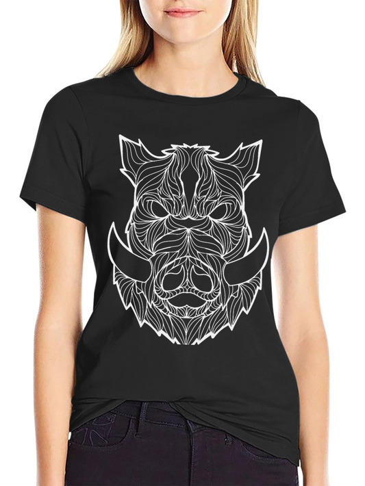 Boar Head Graphic Tee - Abstract Animal Print