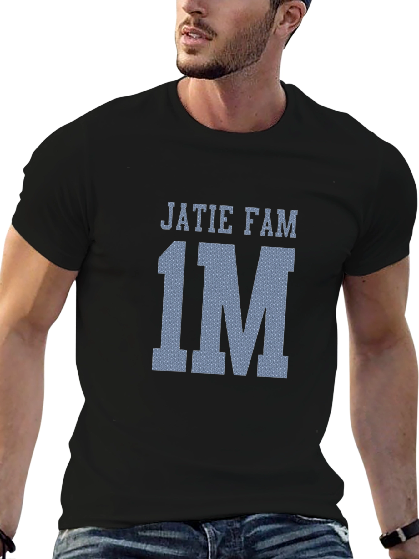 Jatie Fam 1M Graphic T-Shirt - Black Cotton Blend