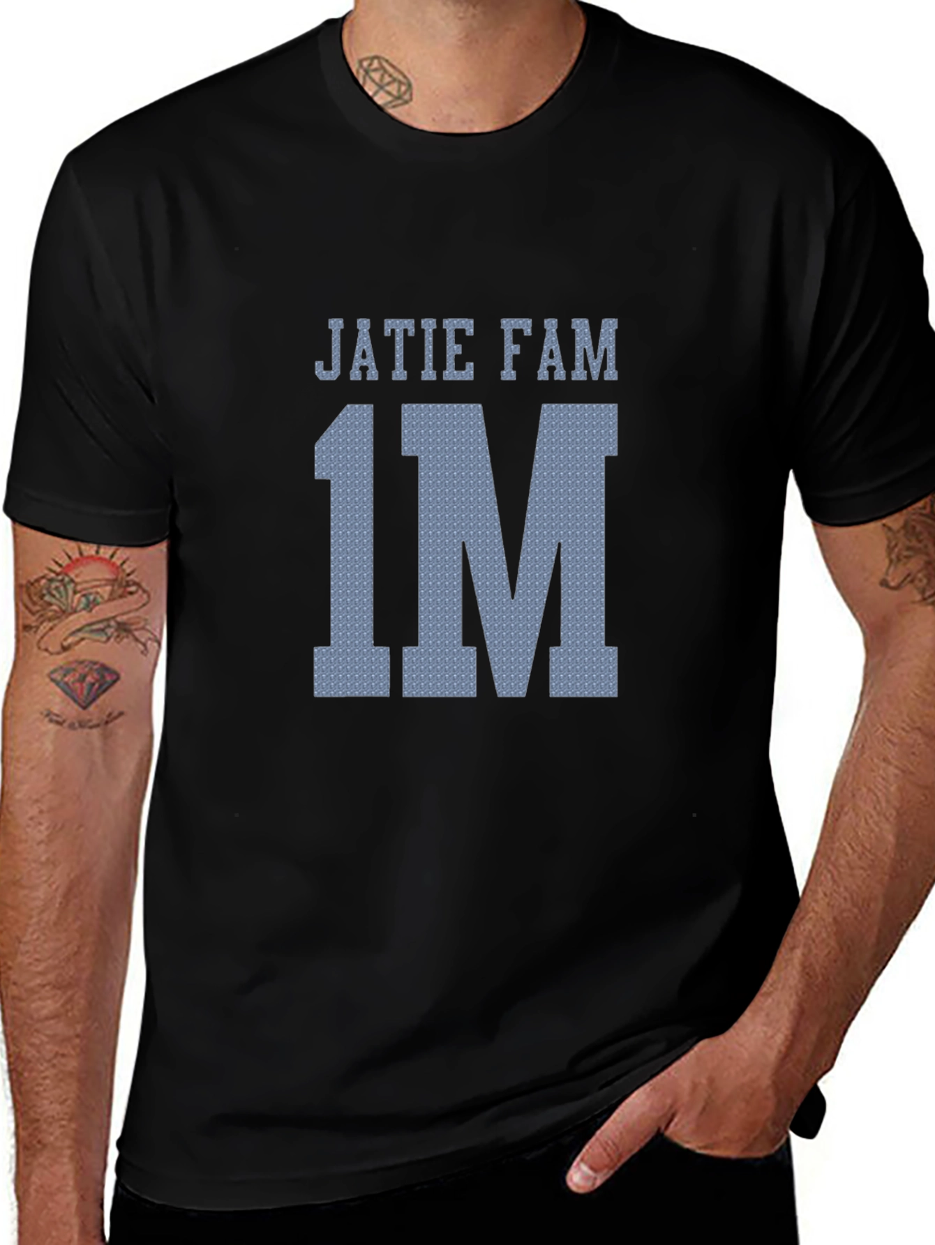 Jatie Fam 1M Graphic T-Shirt - Black Cotton Blend