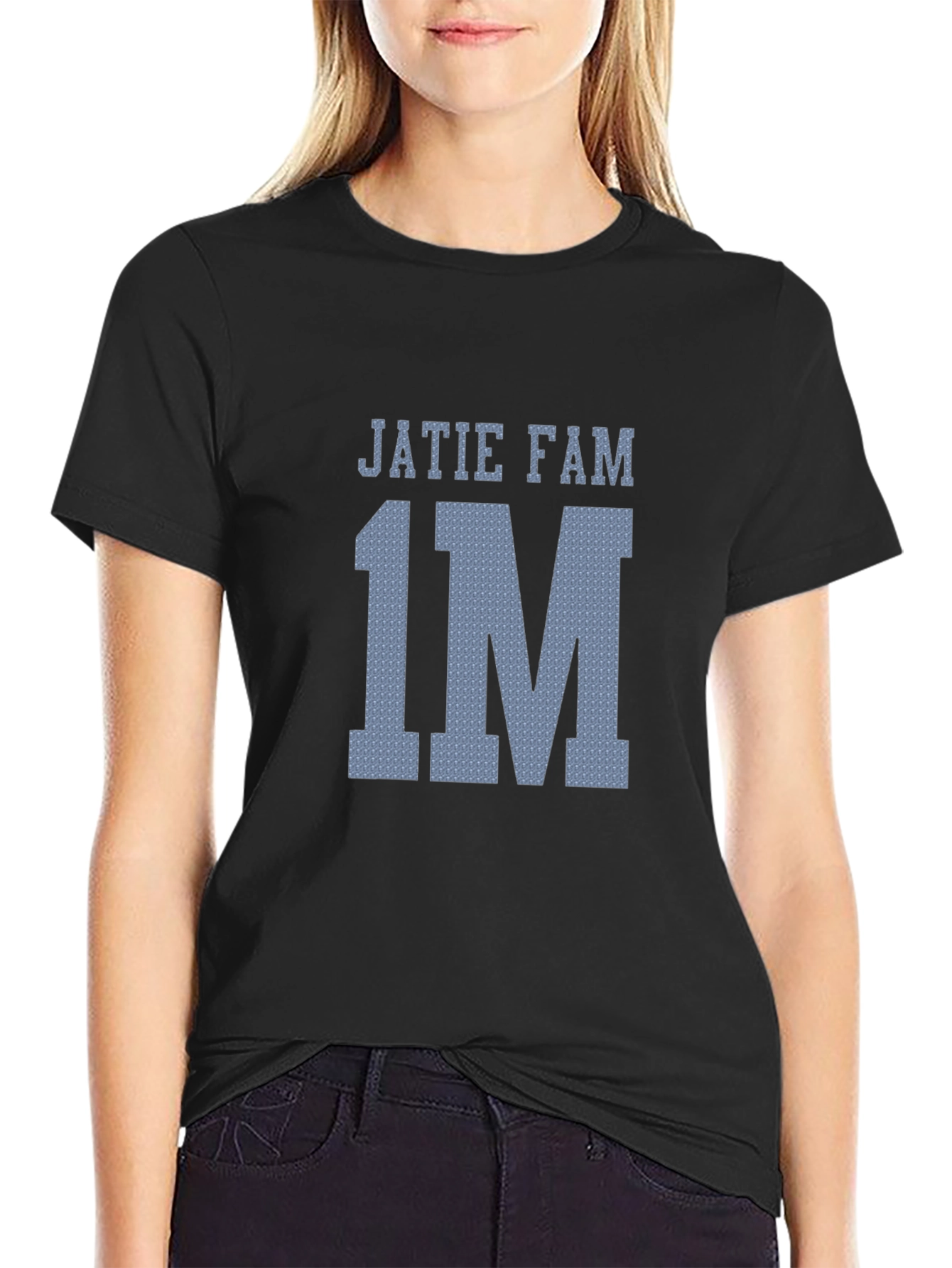 Jatie Fam 1M Graphic T-Shirt - Black Cotton Blend