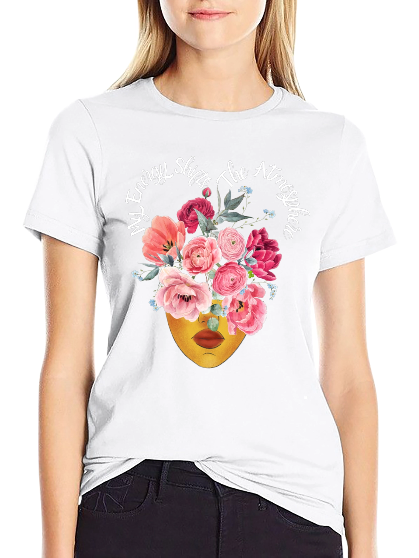 Floral Energy Shift T-Shirt - Stylish Statement Tee