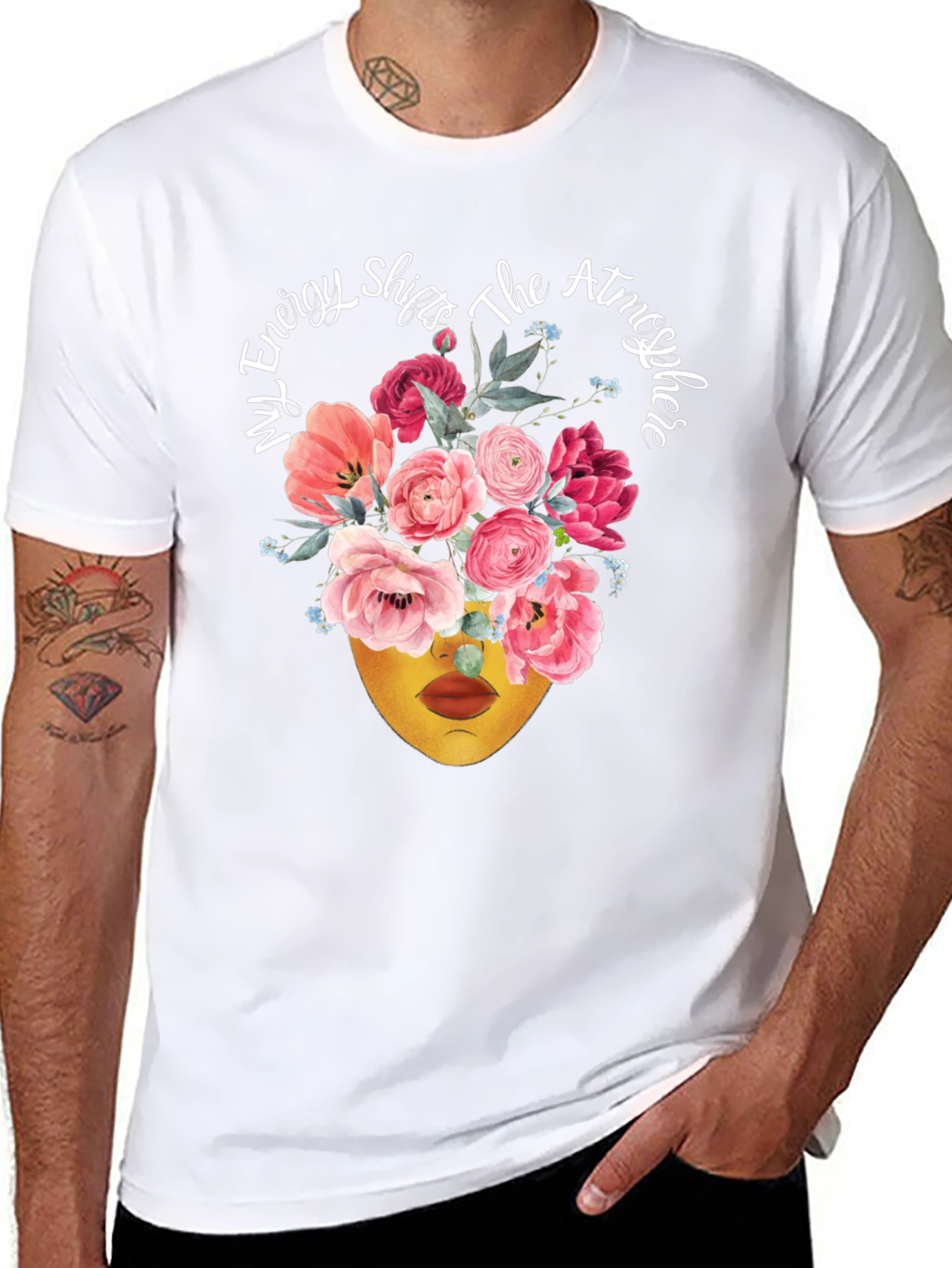 Floral Energy Shift T-Shirt - Stylish Statement Tee