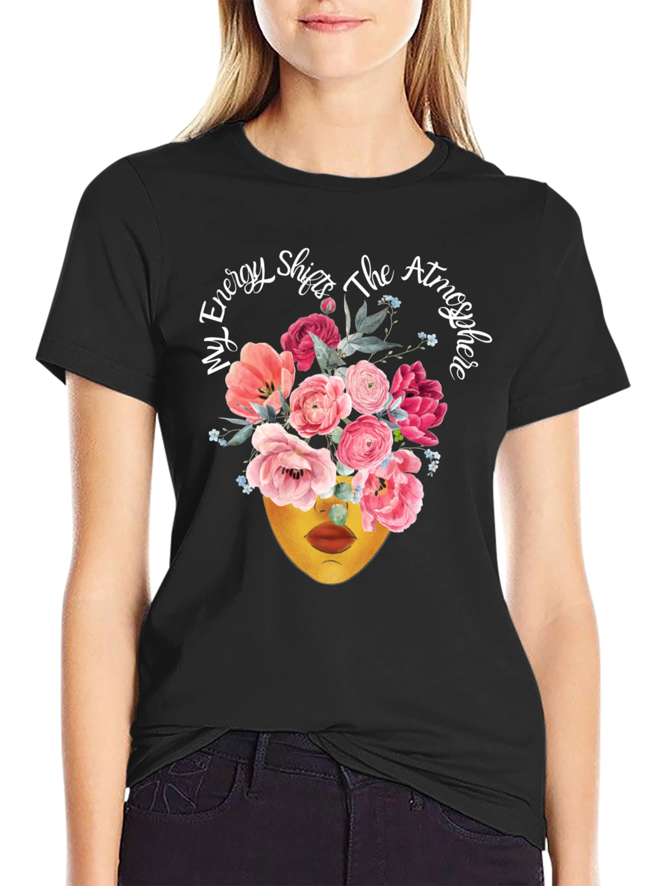 Floral Energy Shift T-Shirt - Stylish Statement Tee