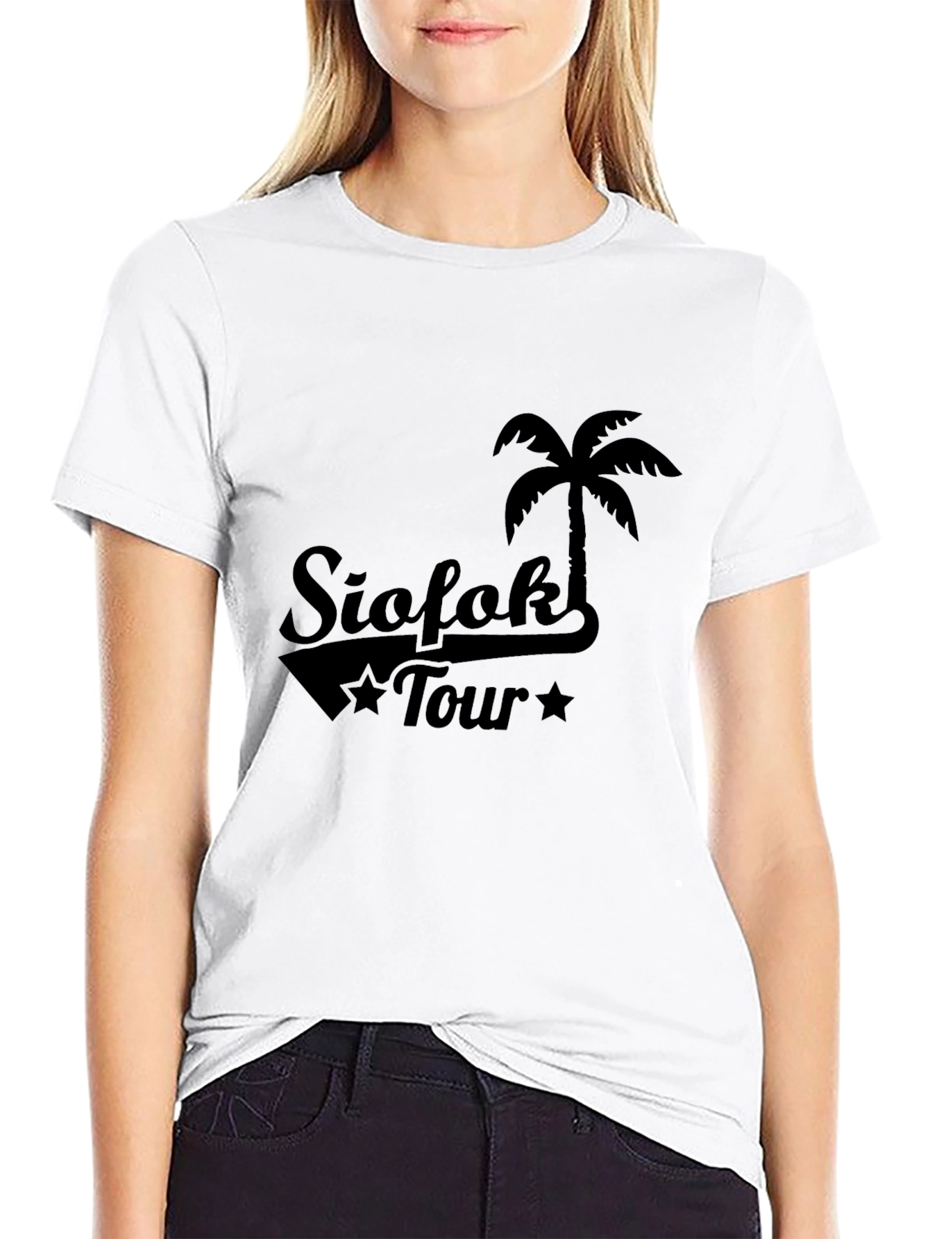 Siofok Tour T-Shirt - Black Palm Tree Design