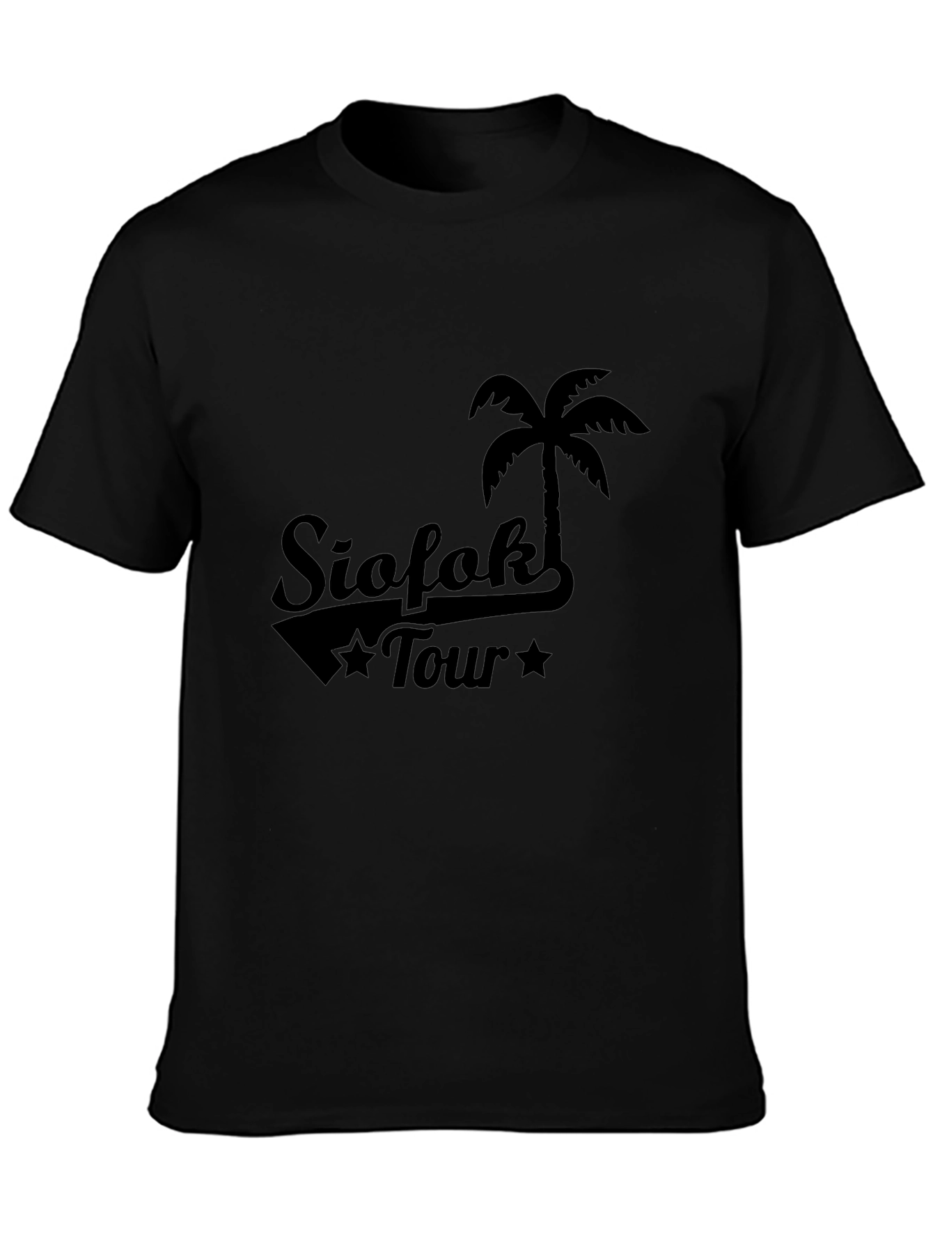 Siofok Tour T-Shirt - Black Palm Tree Design
