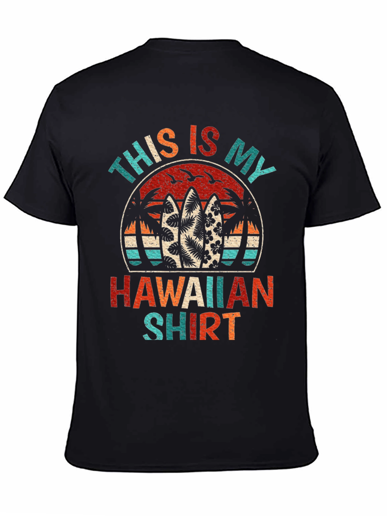 Retro Hawaiian Shirt - Palm Tree Surfboard Design
