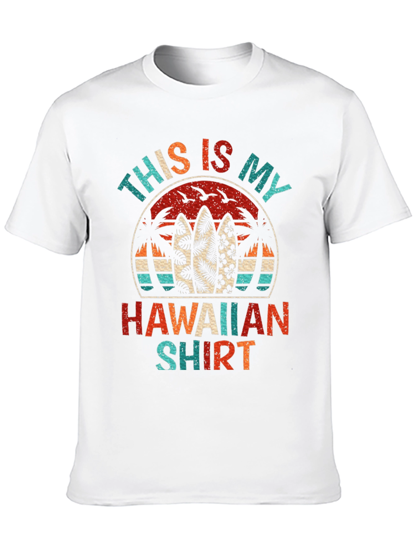 Retro Hawaiian Shirt - Palm Tree Surfboard Design
