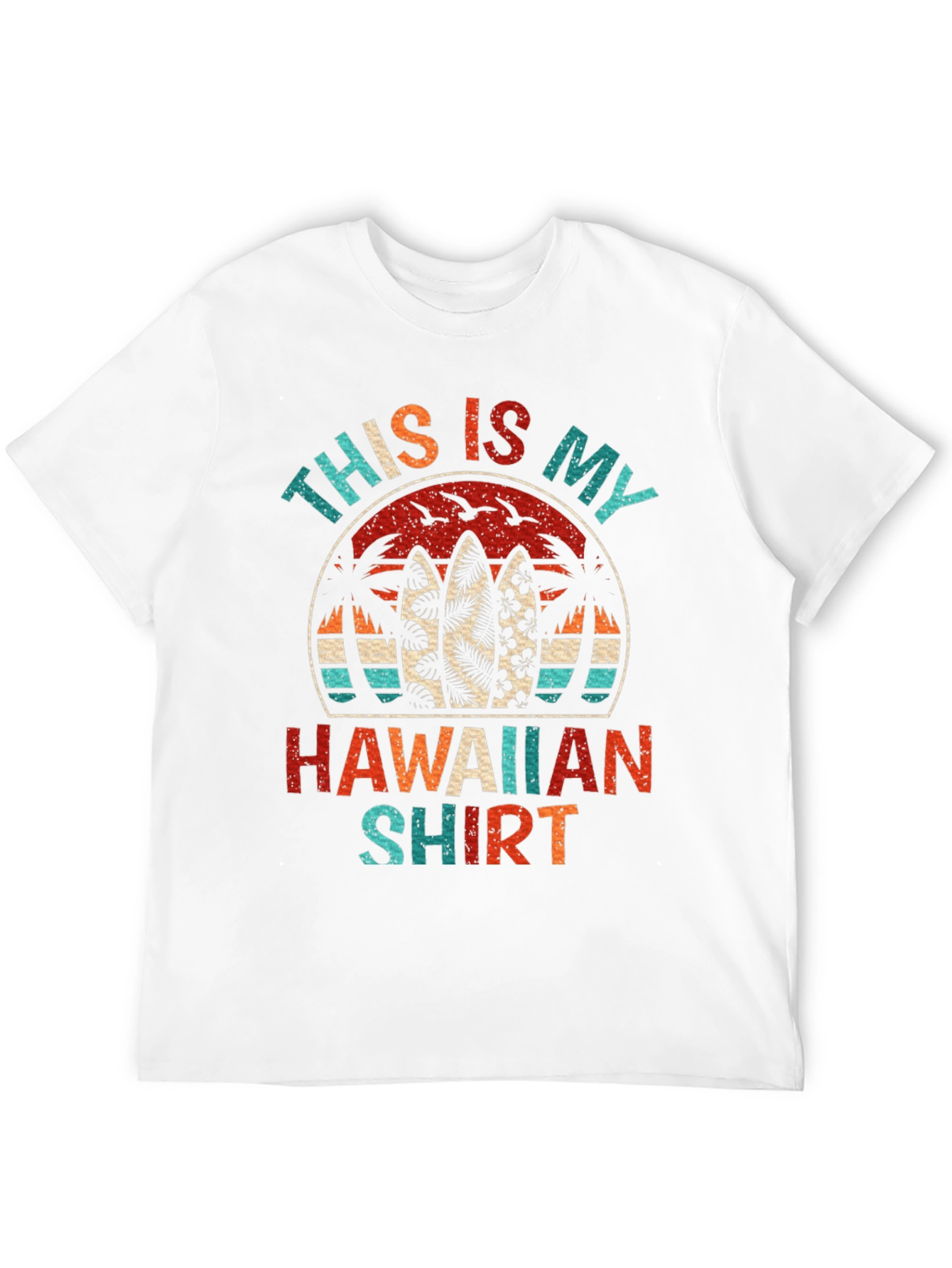 Retro Hawaiian Shirt - Palm Tree Surfboard Design