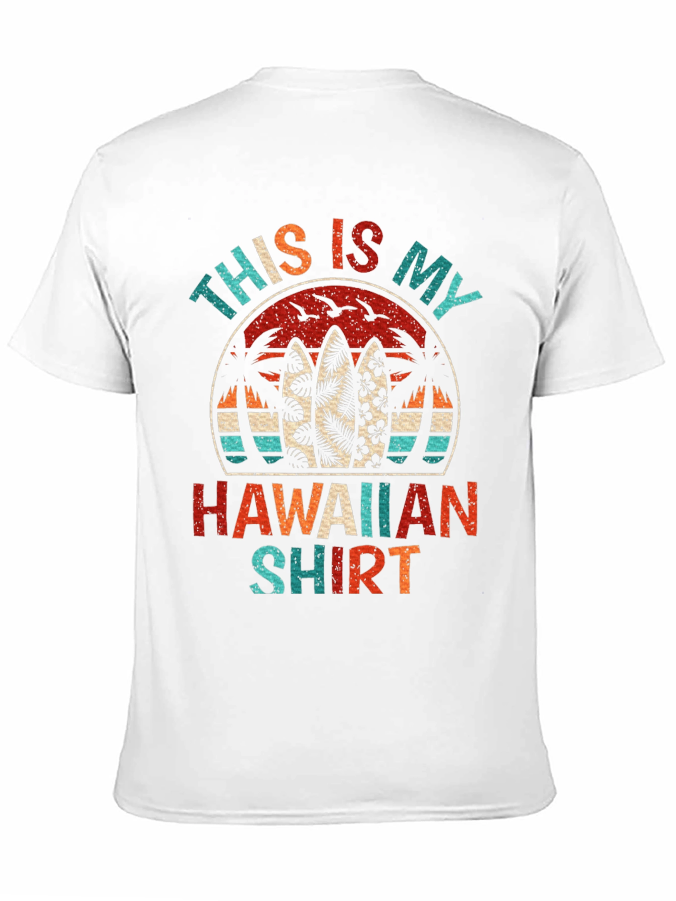 Retro Hawaiian Shirt - Palm Tree Surfboard Design