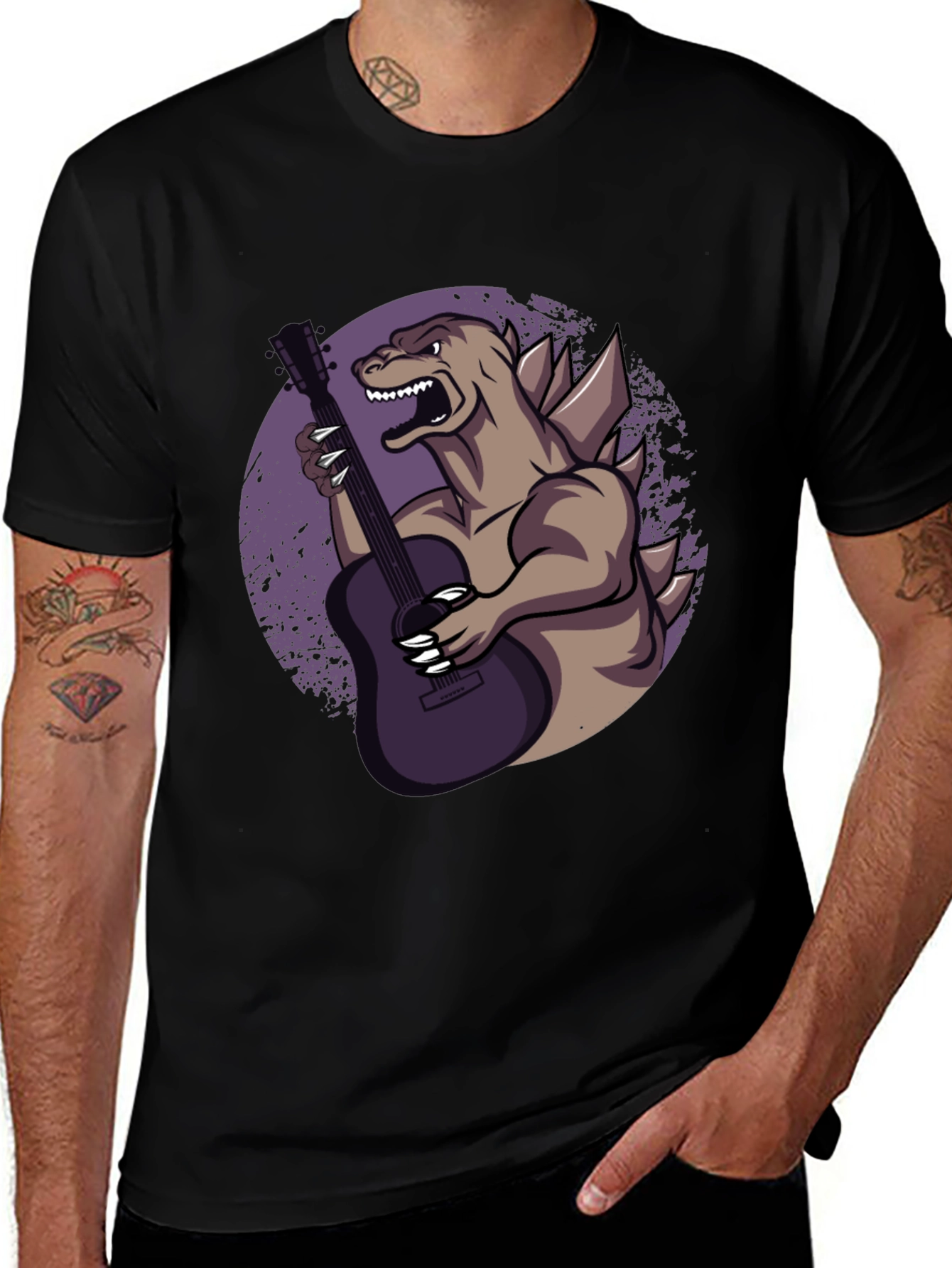 Godzilla Guitar Player Graphic T-Shirt