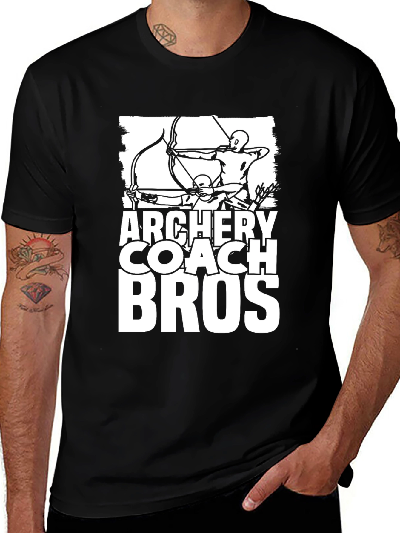 Archery Coach Bros Graphic Tee - Black Cotton T-Shirt