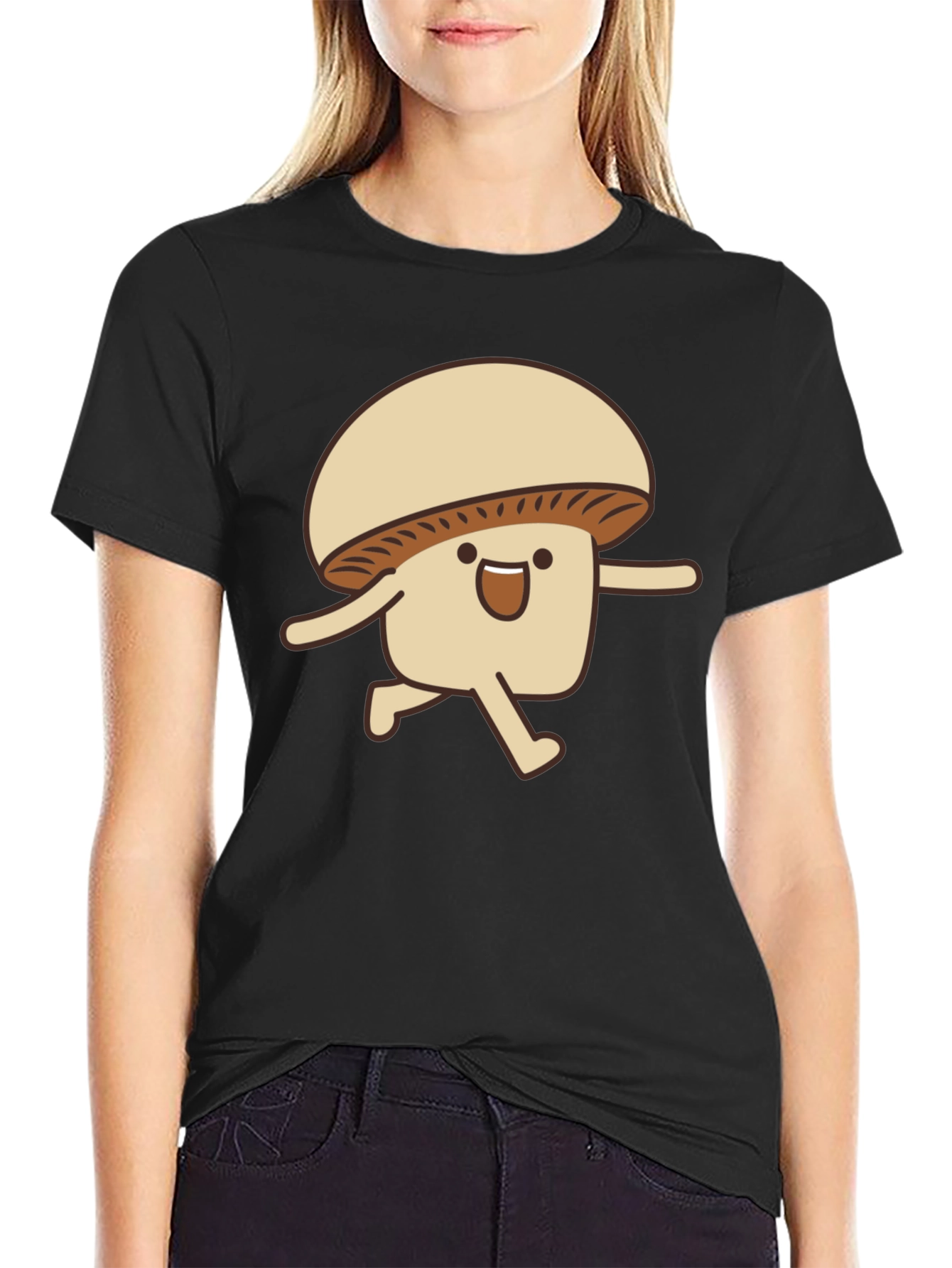 Funny Mushroom Run T-Shirt - Black