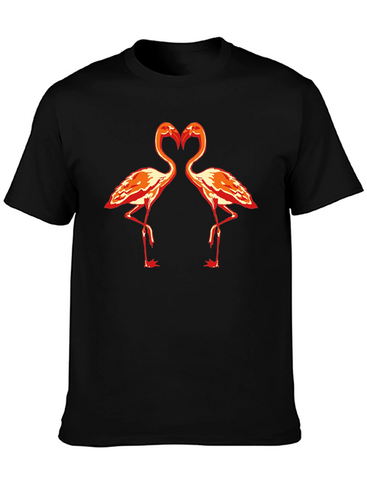 Flamingo Heart Graphic T-Shirt - Black
