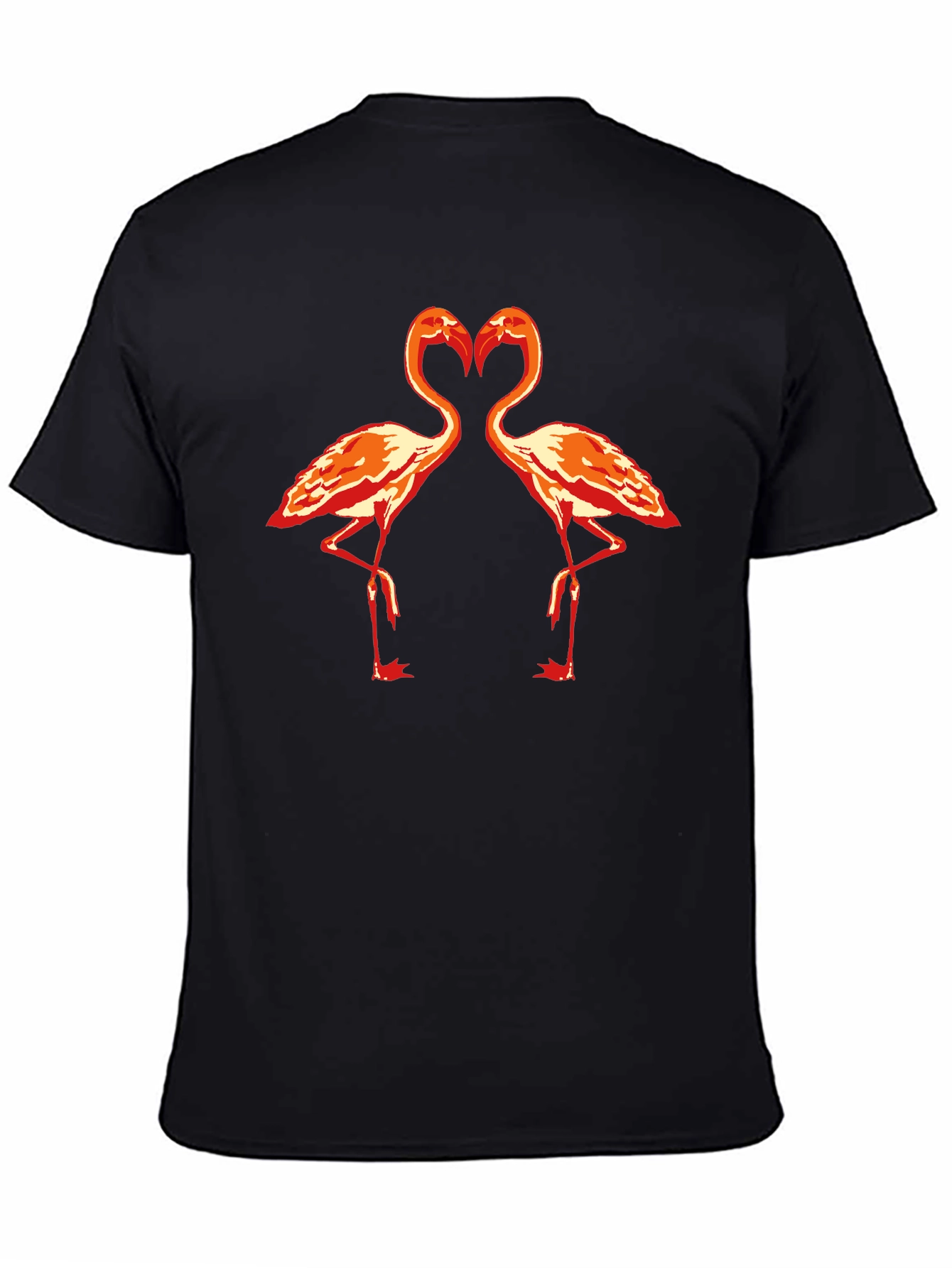 Flamingo Heart Graphic T-Shirt - Black