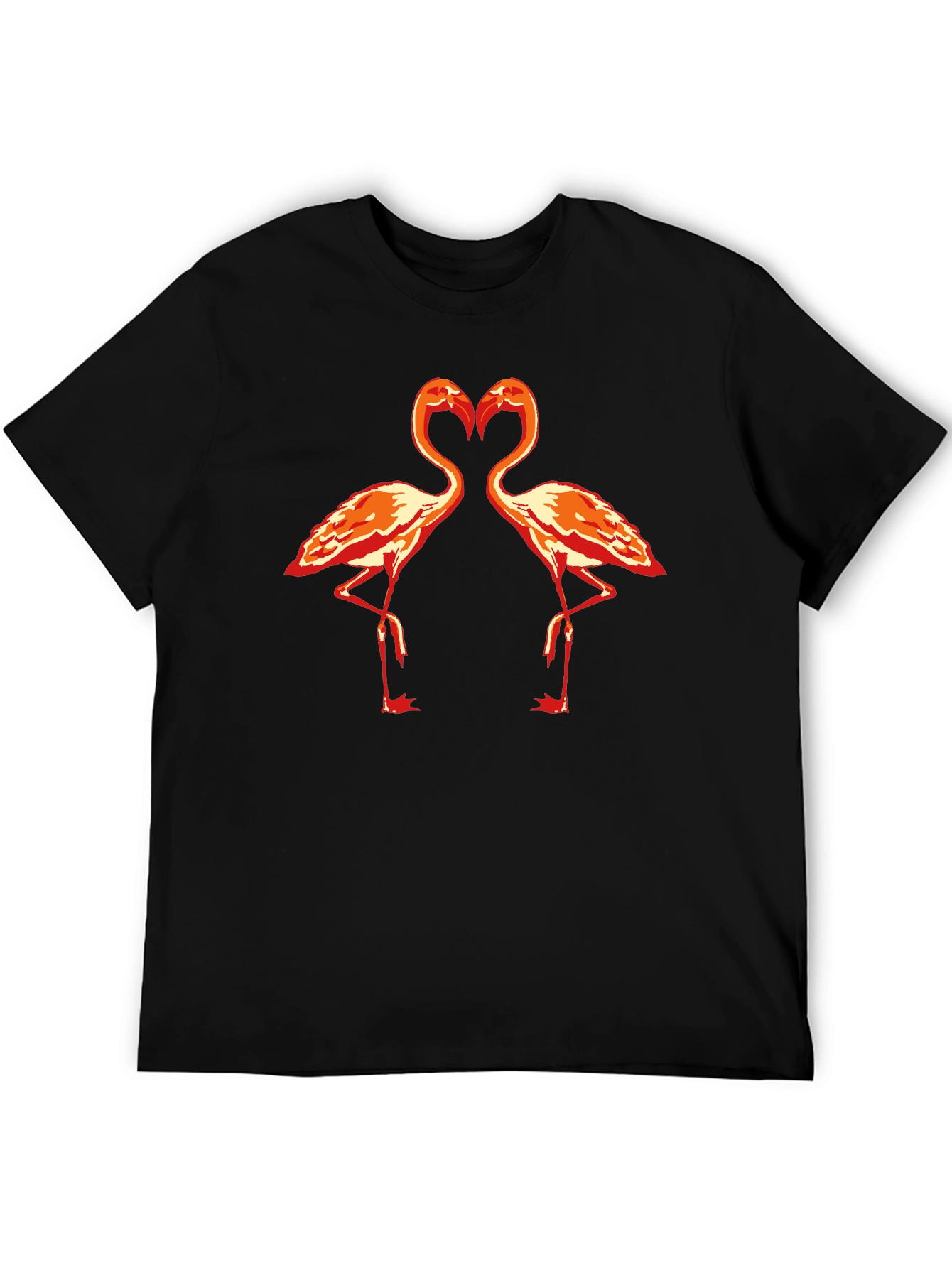 Flamingo Heart Graphic T-Shirt - Black