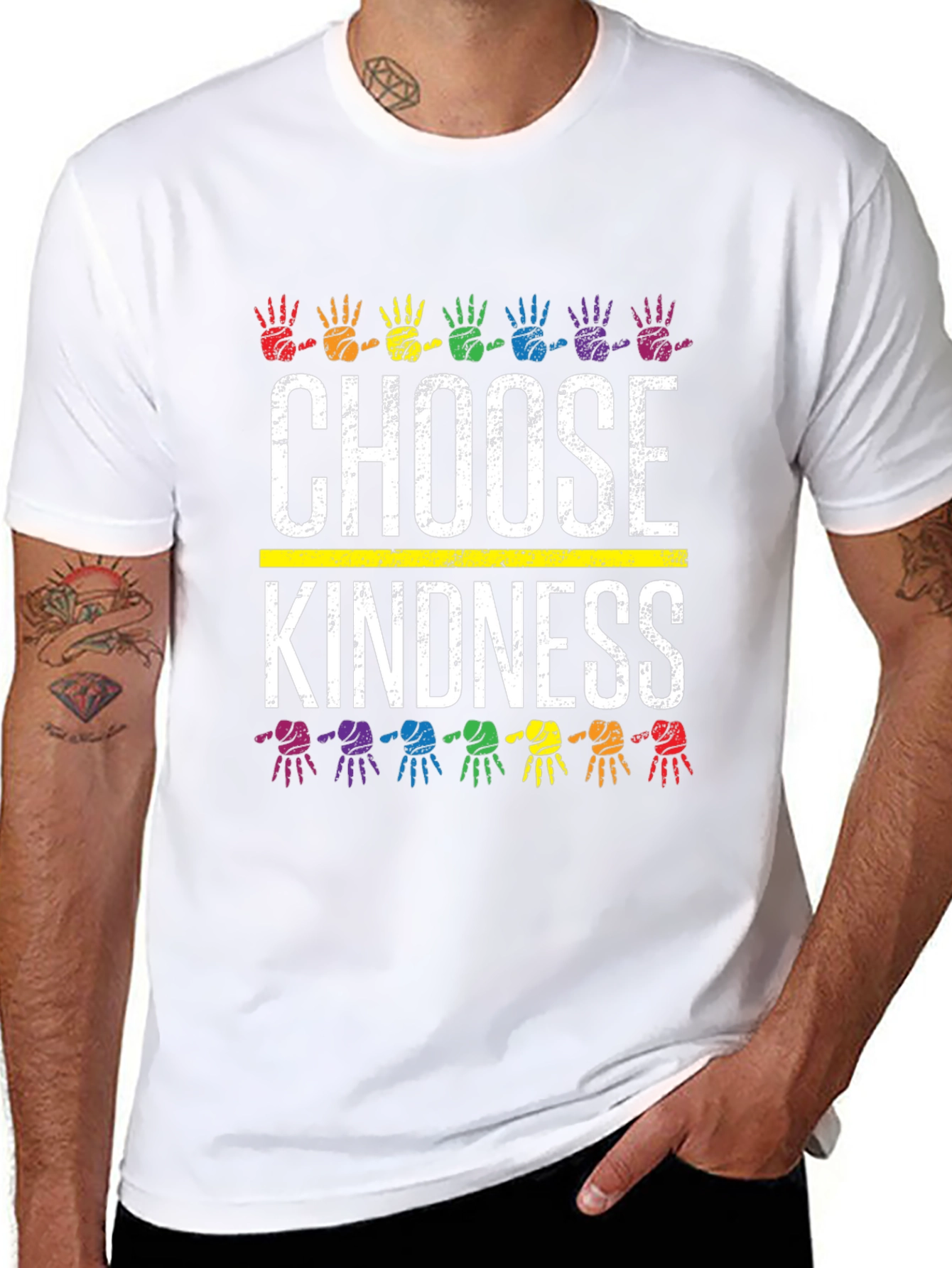 Choose Kindness T-Shirt Rainbow Handprint Design