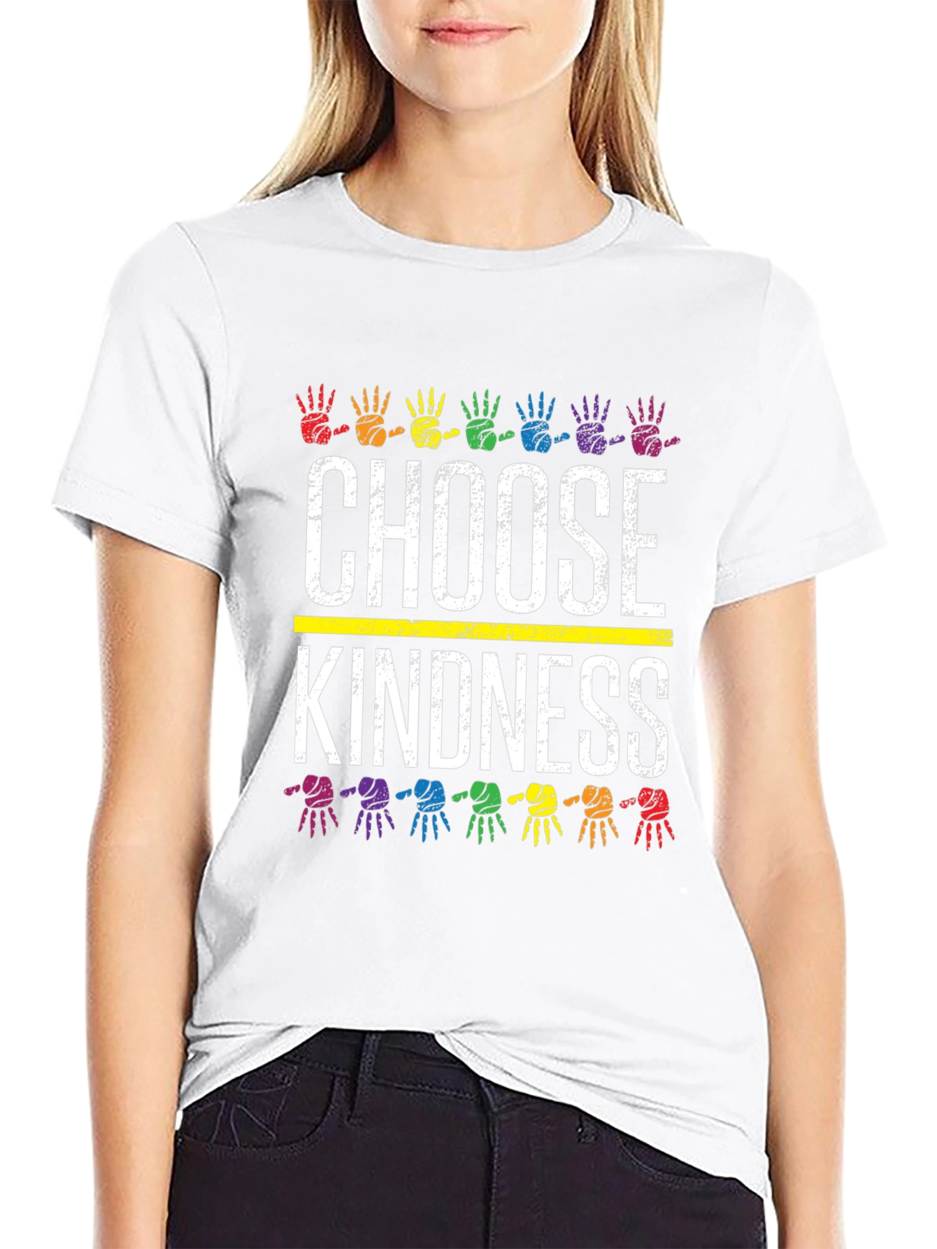 Choose Kindness T-Shirt Rainbow Handprint Design