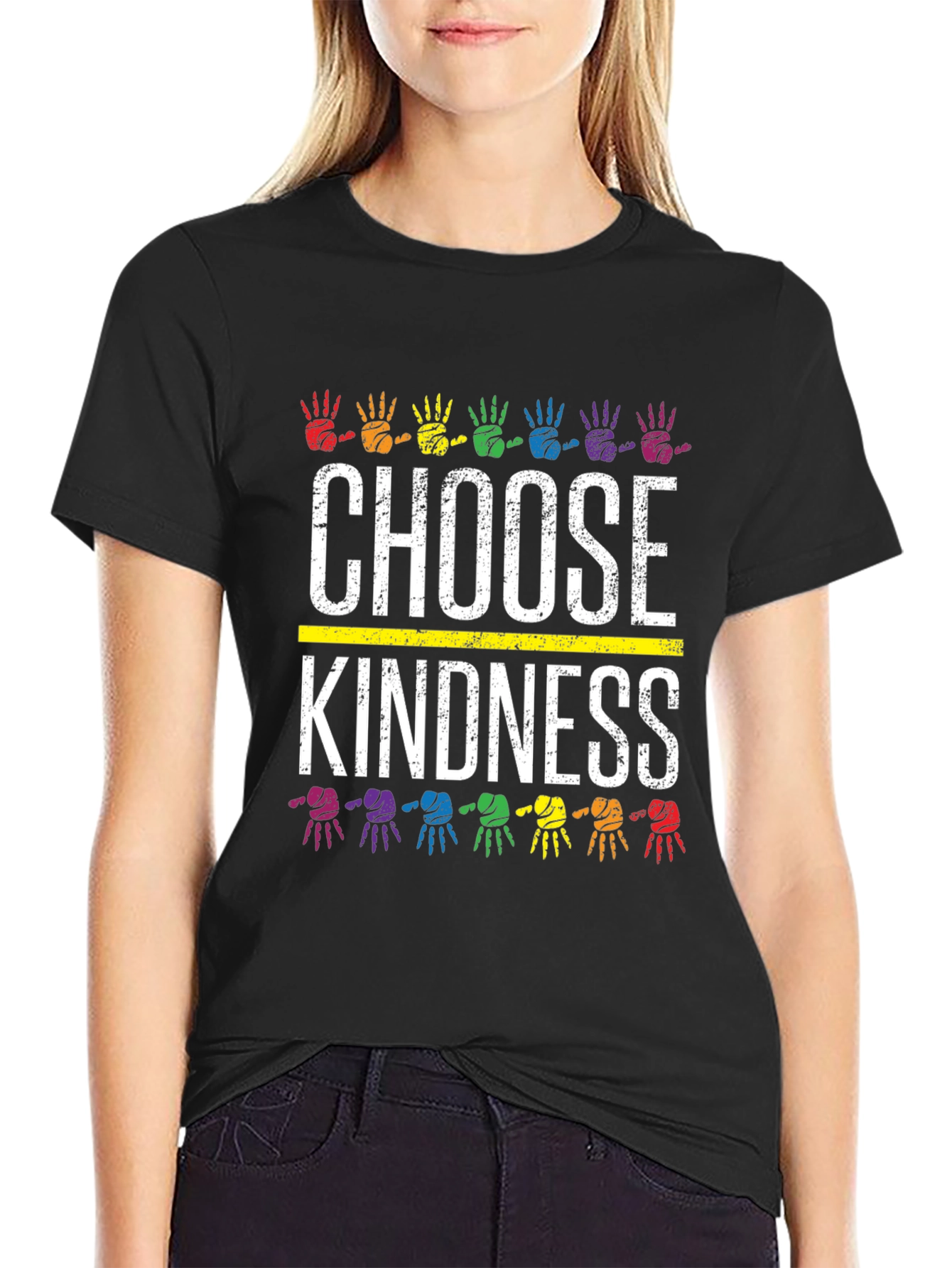Choose Kindness T-Shirt Rainbow Handprint Design