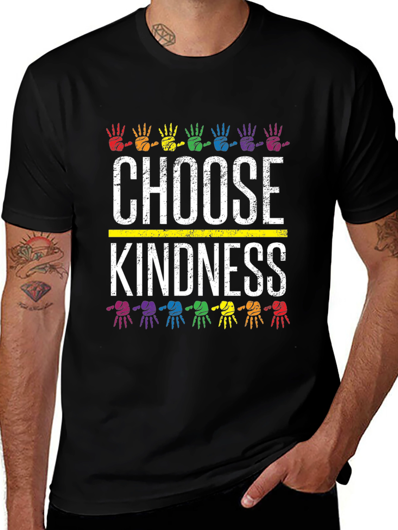Choose Kindness T-Shirt Rainbow Handprint Design