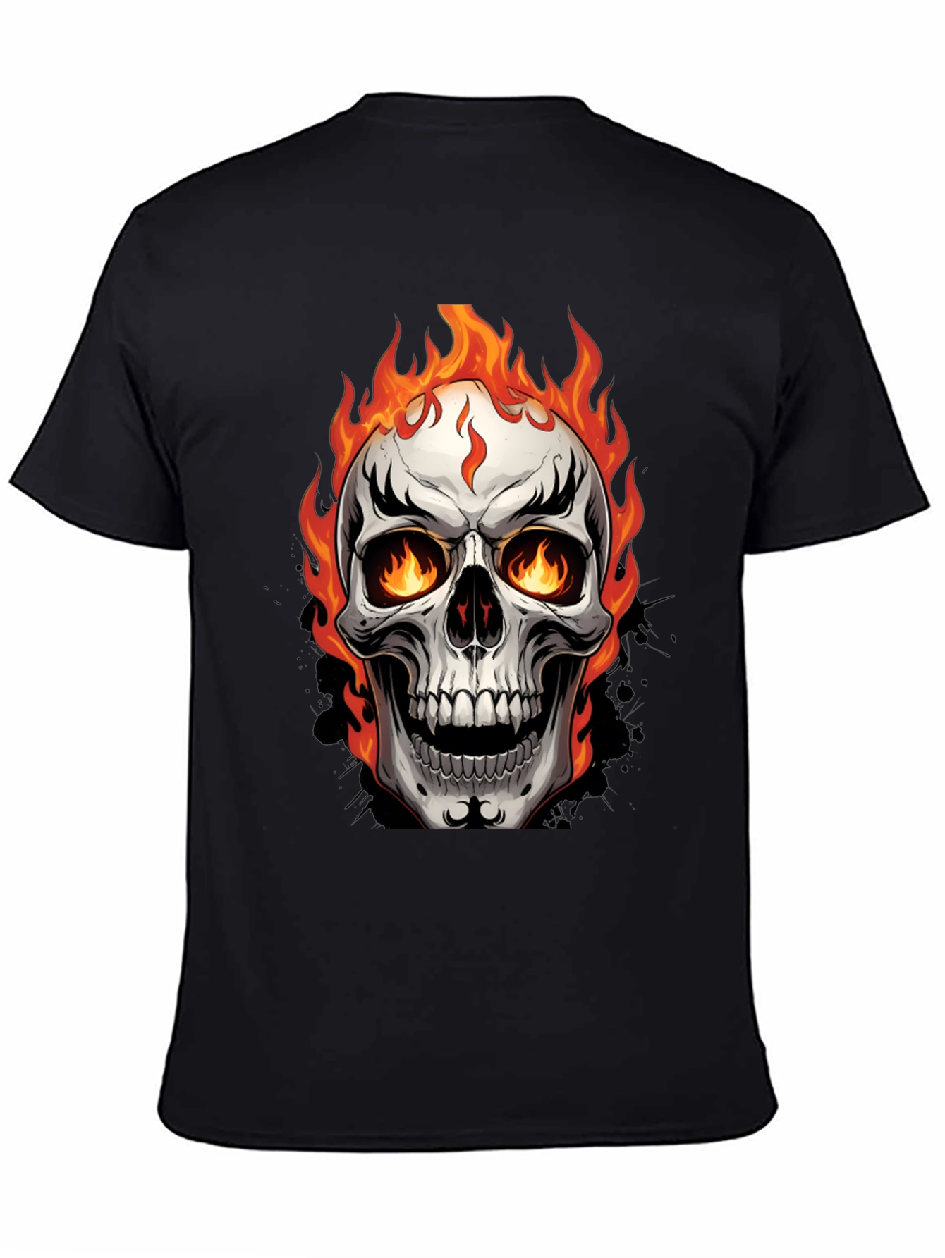 Flaming Skull Graphic Tee - Bold & Edgy Design