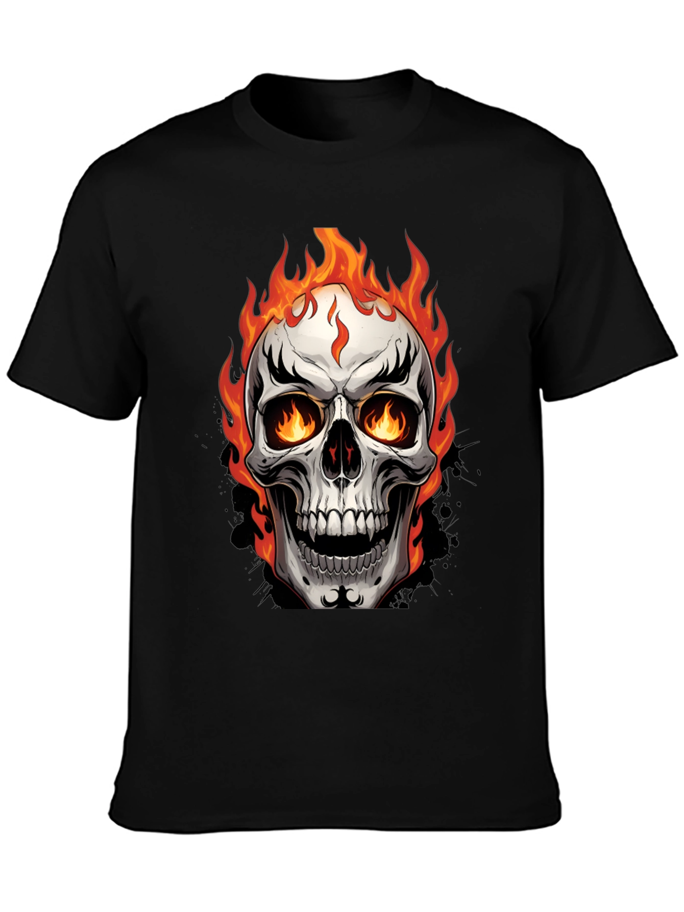 Flaming Skull Graphic Tee - Bold & Edgy Design
