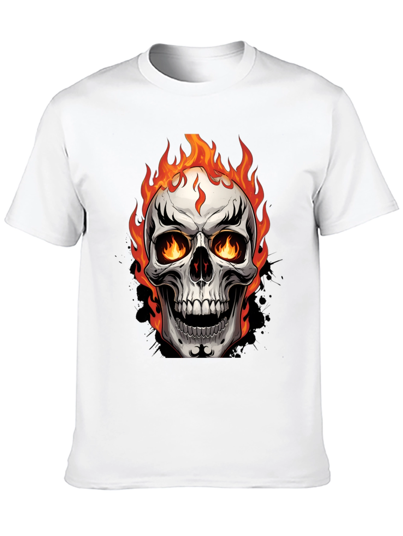Flaming Skull Graphic Tee - Bold & Edgy Design