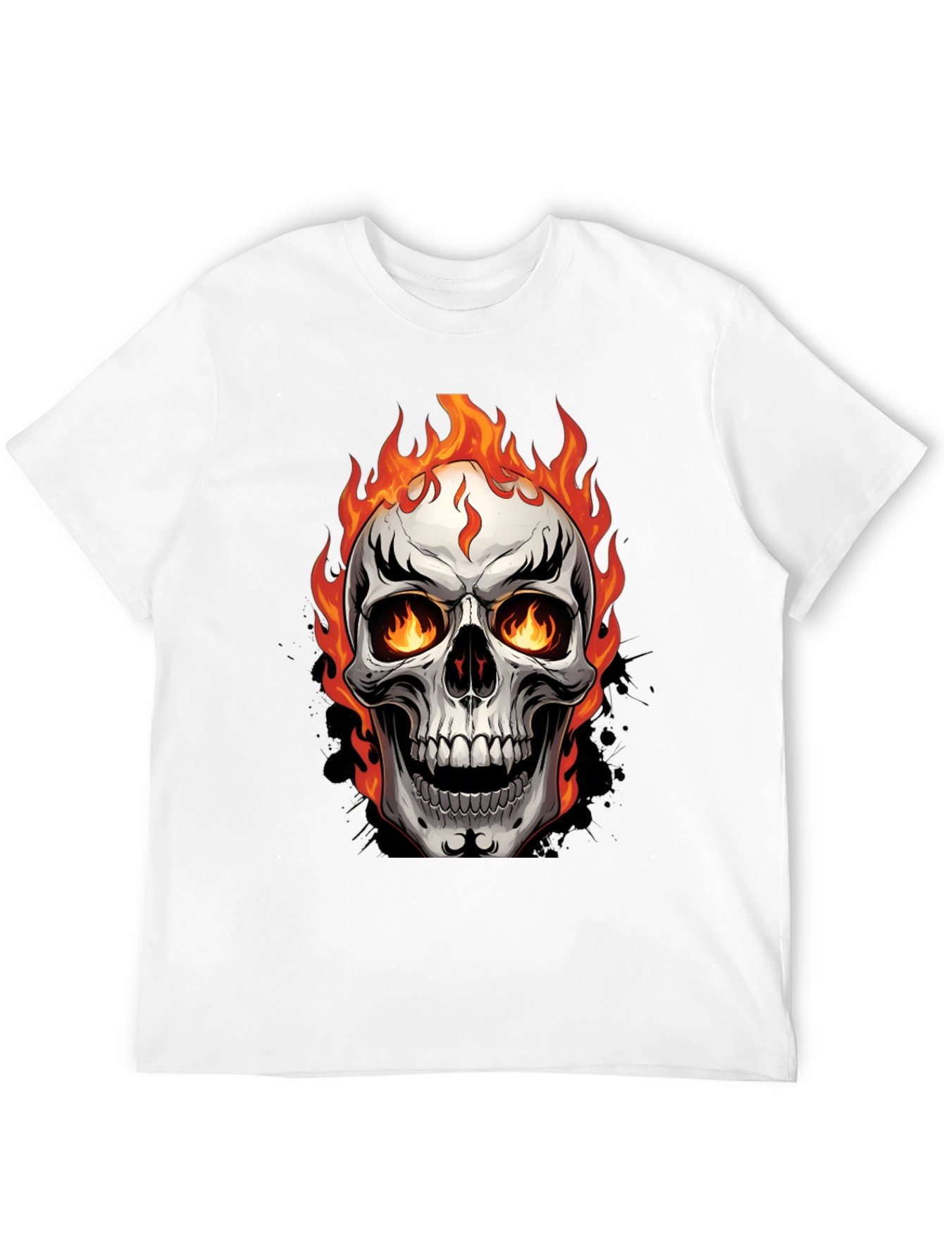 Flaming Skull Graphic Tee - Bold & Edgy Design
