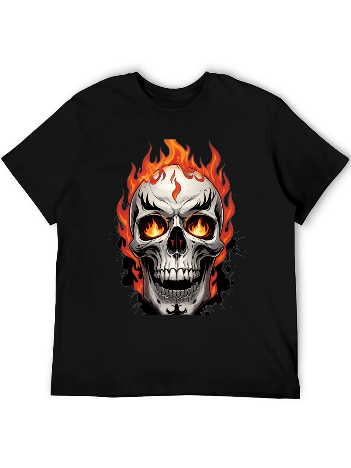 Flaming Skull Graphic Tee - Bold & Edgy Design