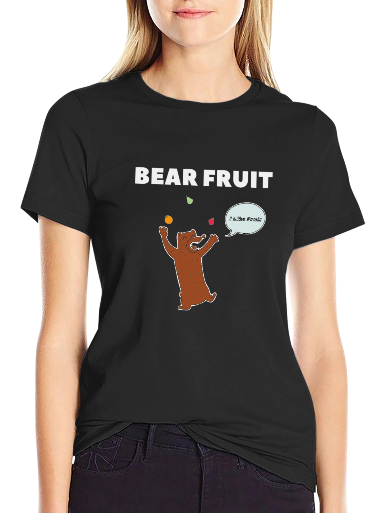 Bear Fruit Graphic Tee - Funny Cartoon Bear Juggling