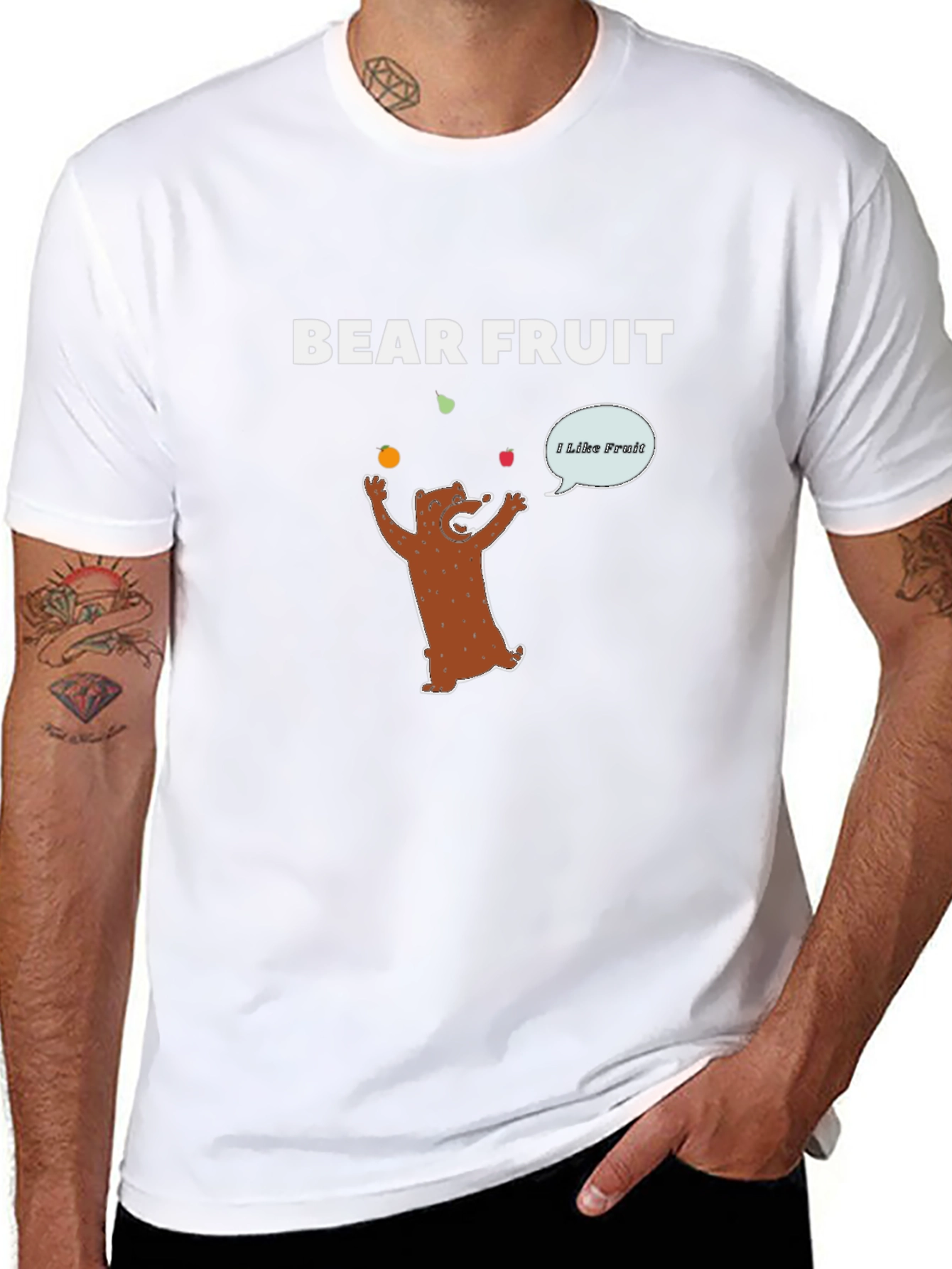 Bear Fruit Graphic Tee - Funny Cartoon Bear Juggling