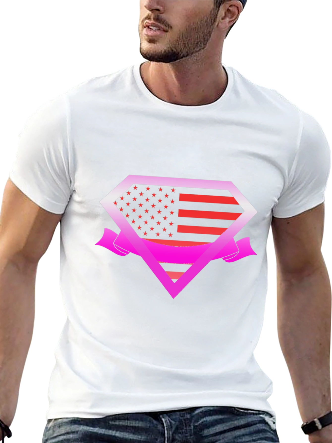 American Flag Superman Logo T-Shirt