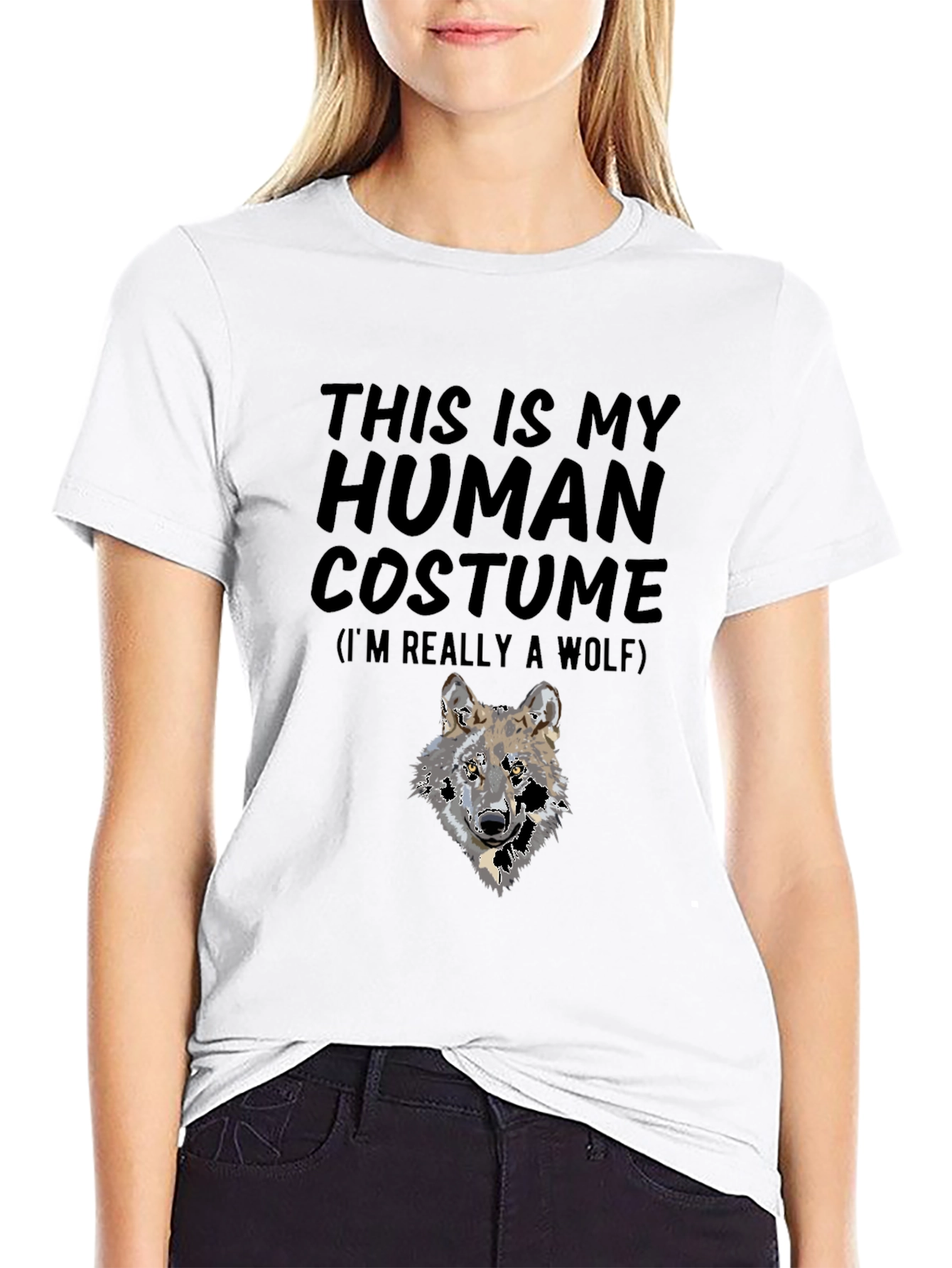 Wolf Human Costume Black T-Shirt