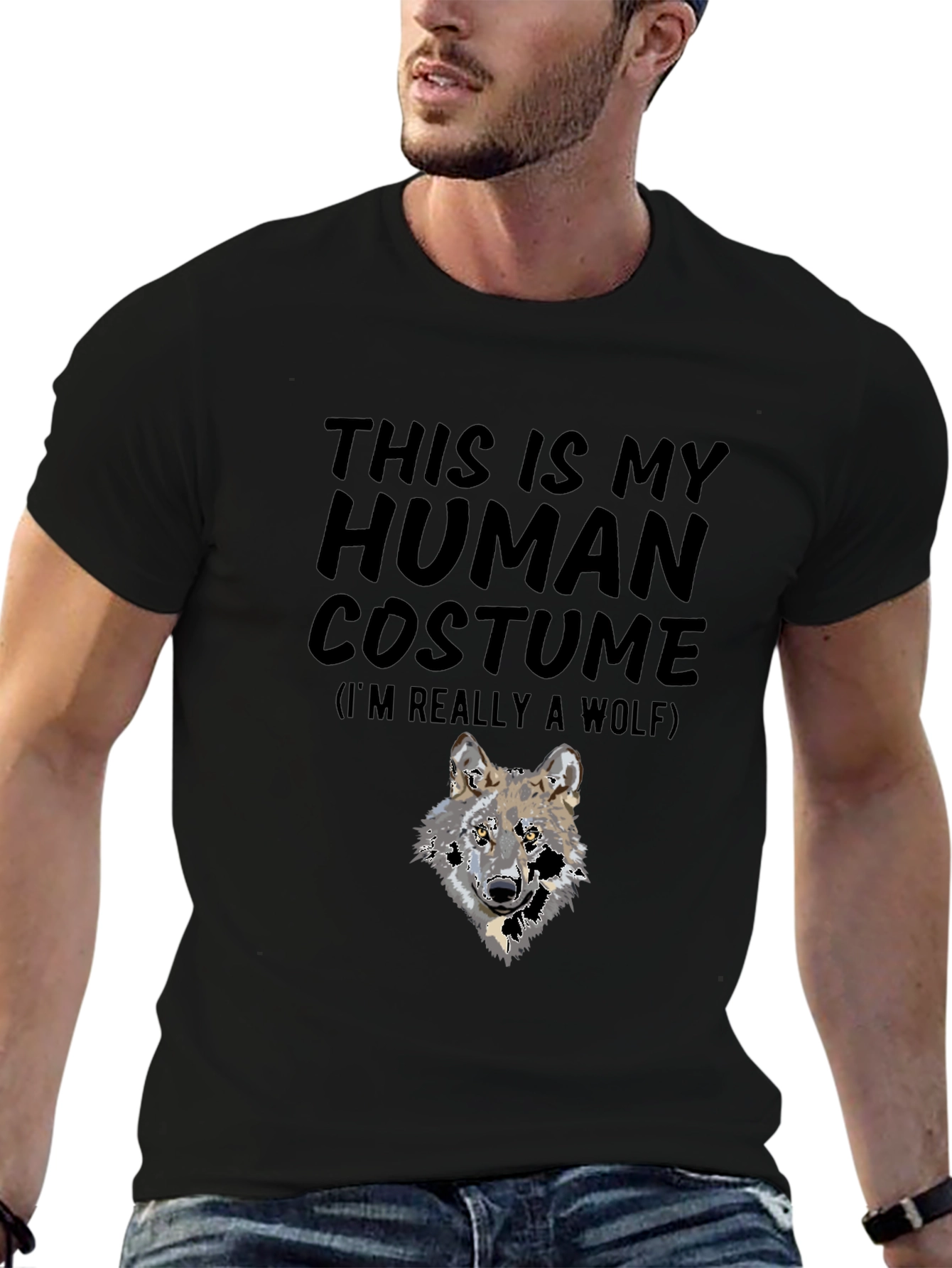 Wolf Human Costume Black T-Shirt