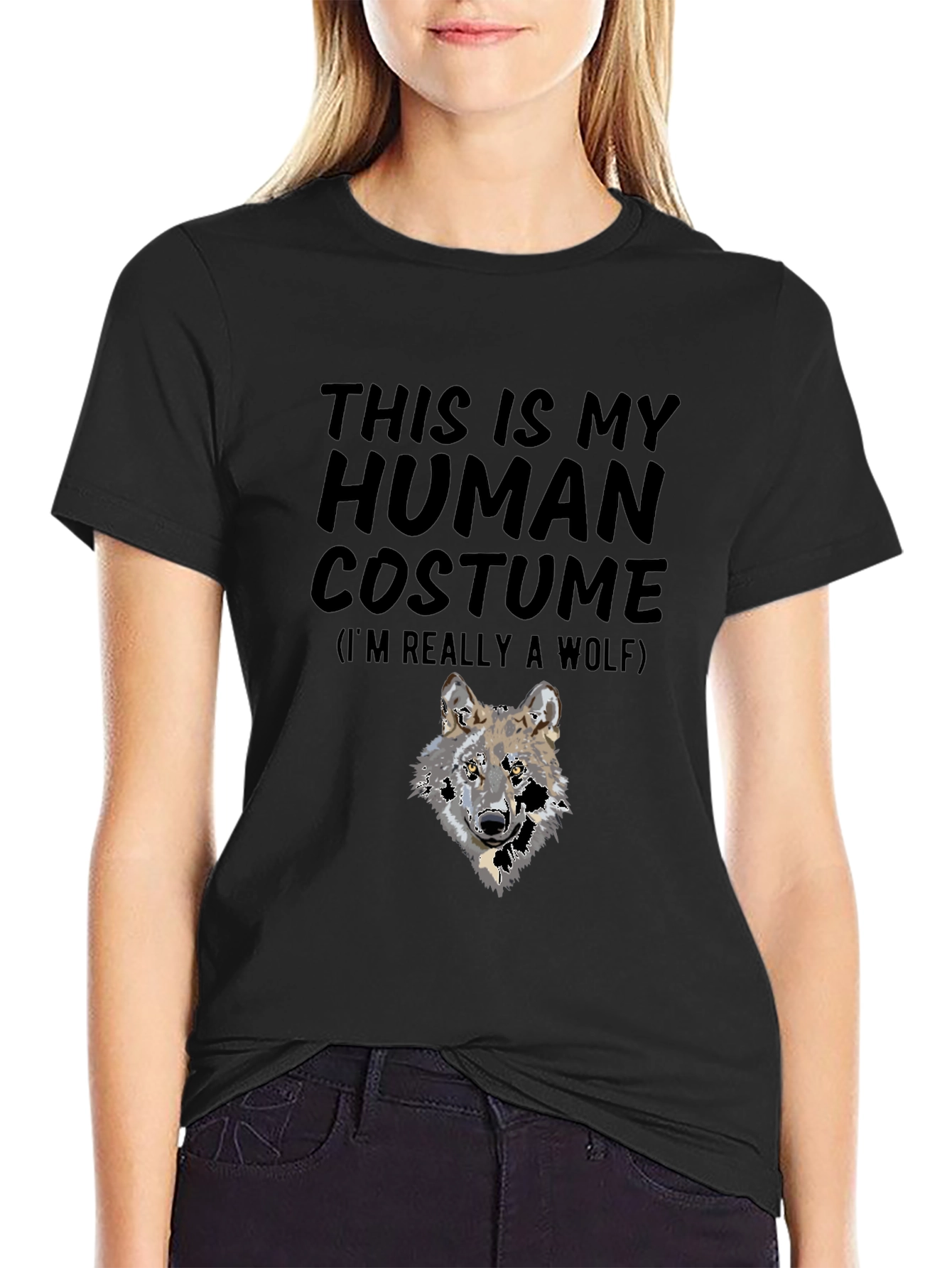 Wolf Human Costume Black T-Shirt