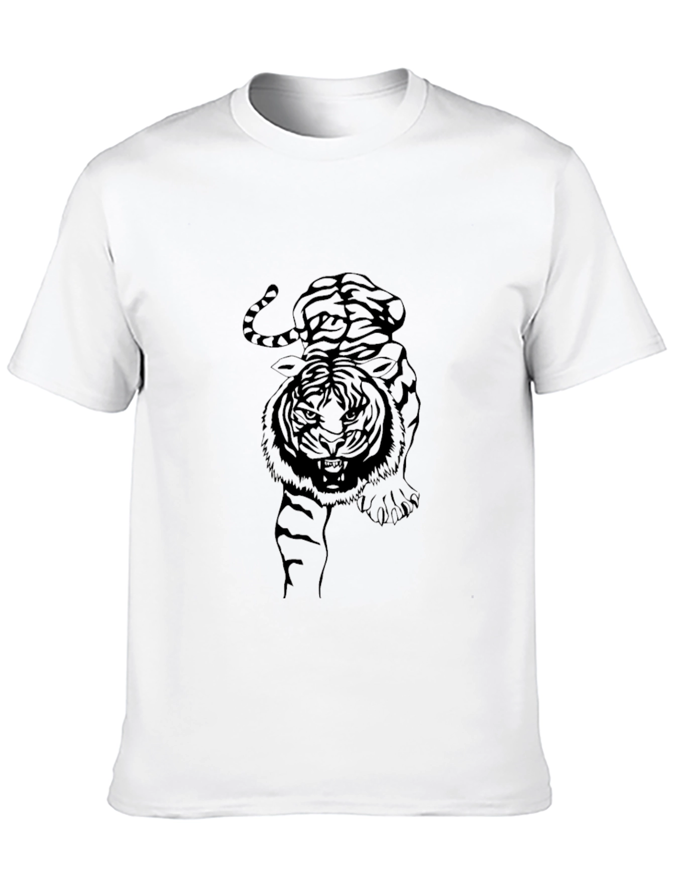 Mens Graphic Tiger Print Black T-Shirt