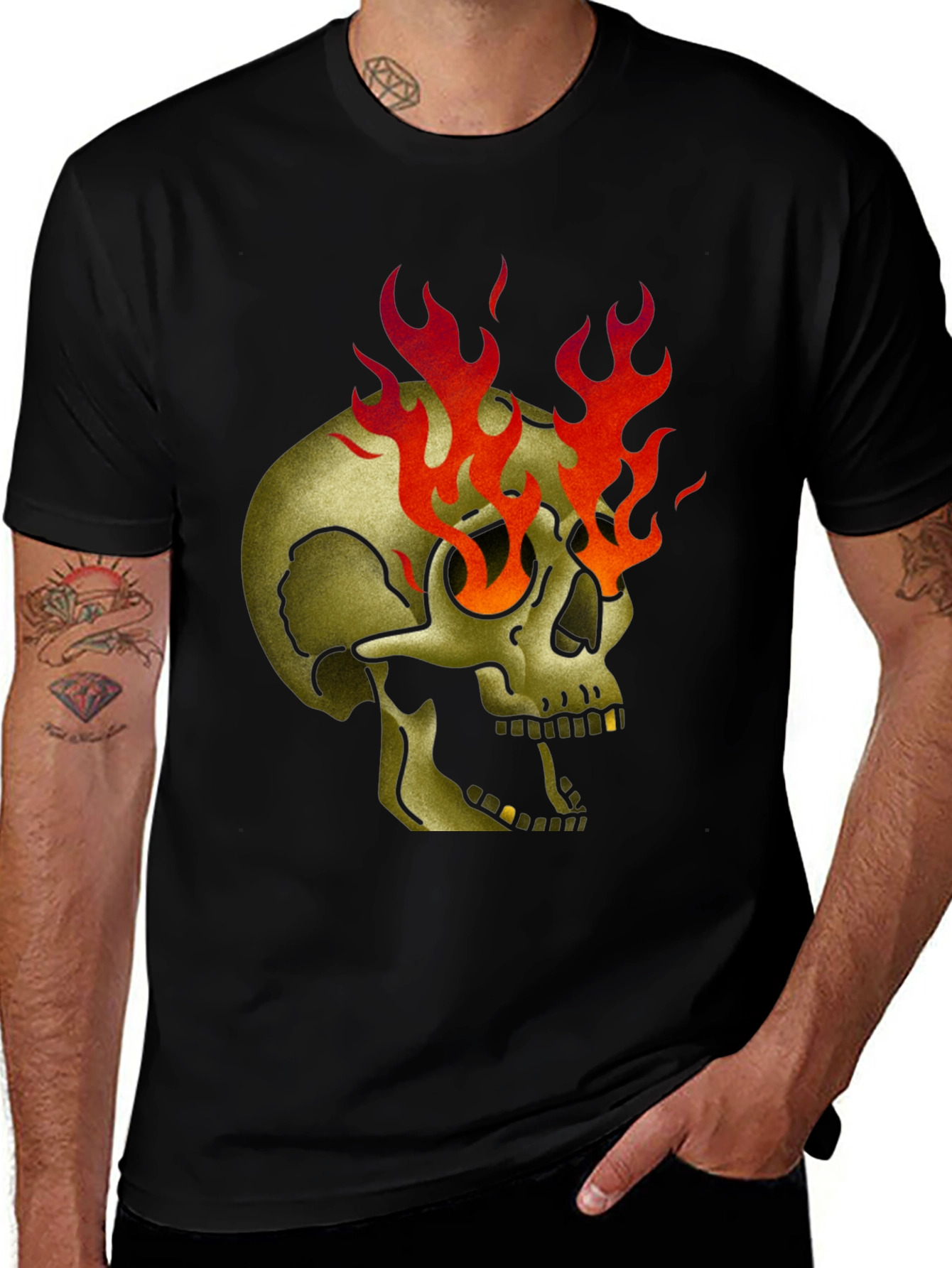 Flaming Skull Graphic T-Shirt - Bold & Edgy