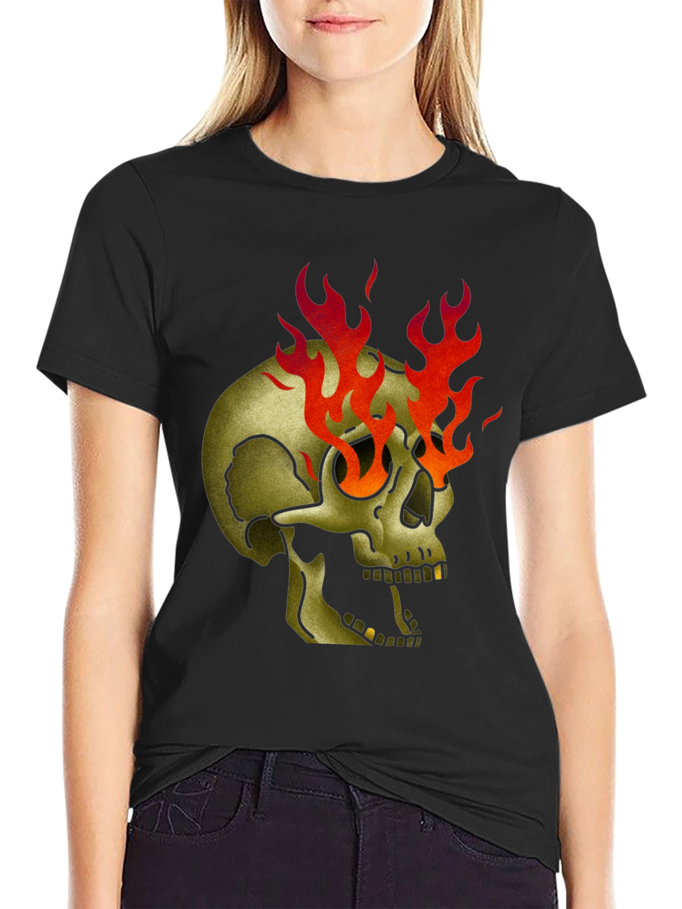 Flaming Skull Graphic T-Shirt - Bold & Edgy