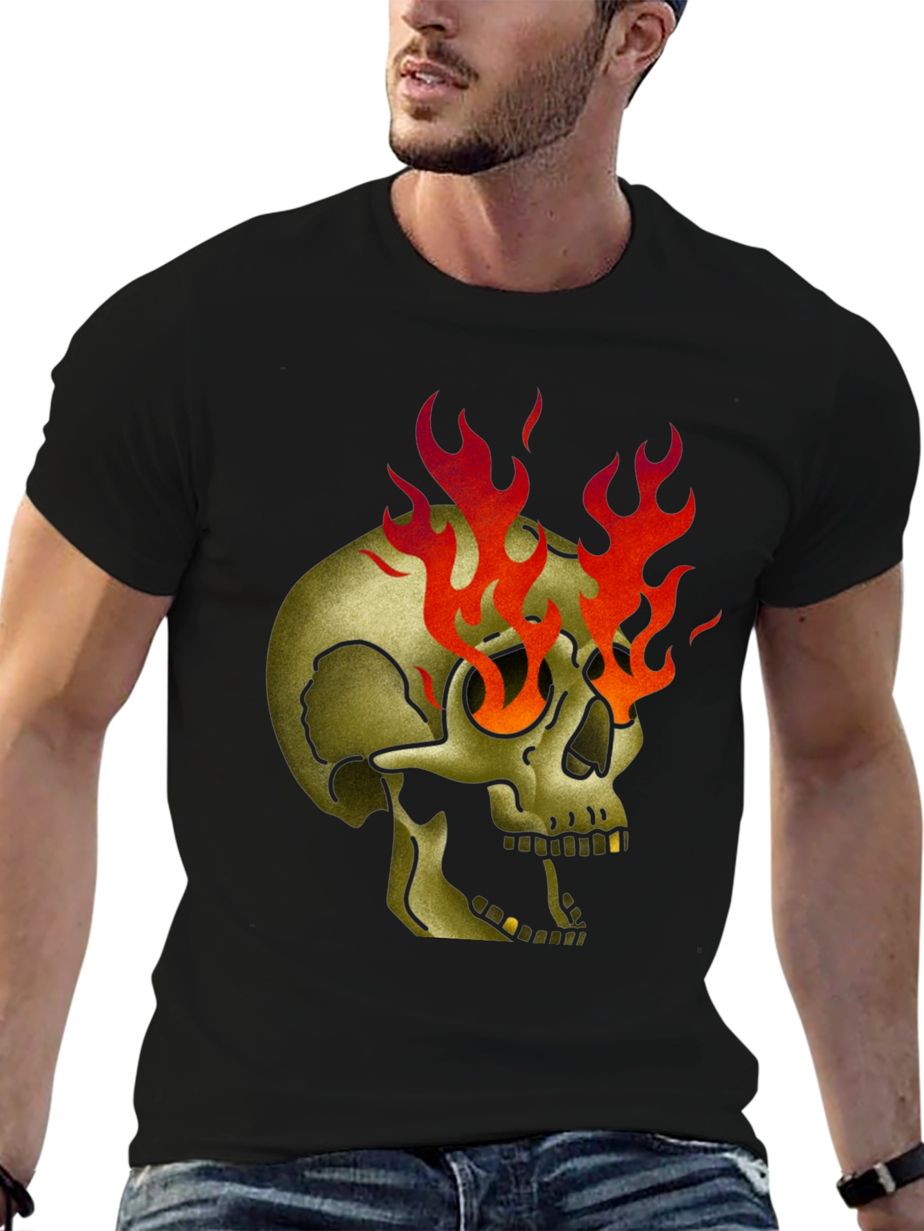 Flaming Skull Graphic T-Shirt - Bold & Edgy