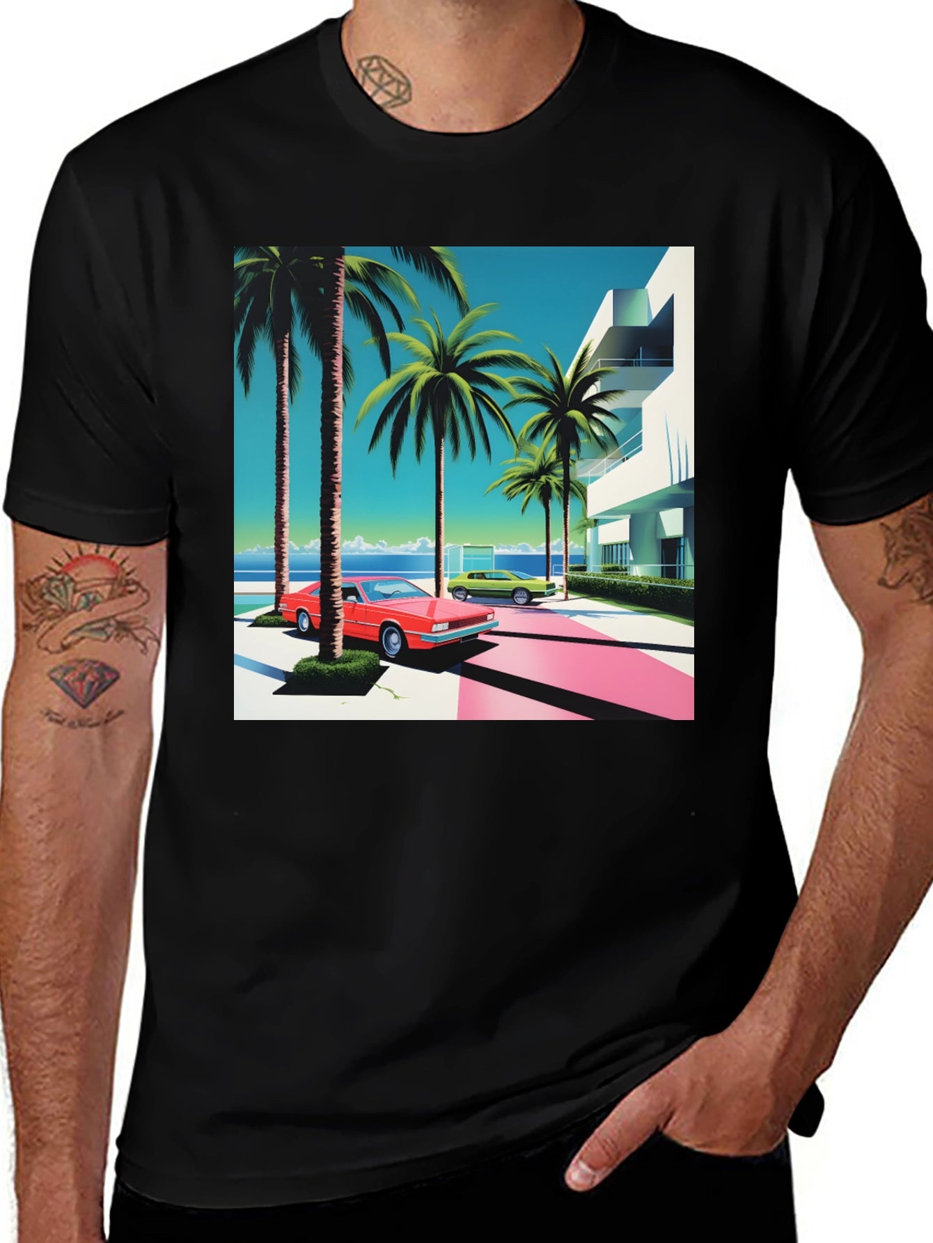 Miami Vice T-Shirt Retro Design Palm Trees