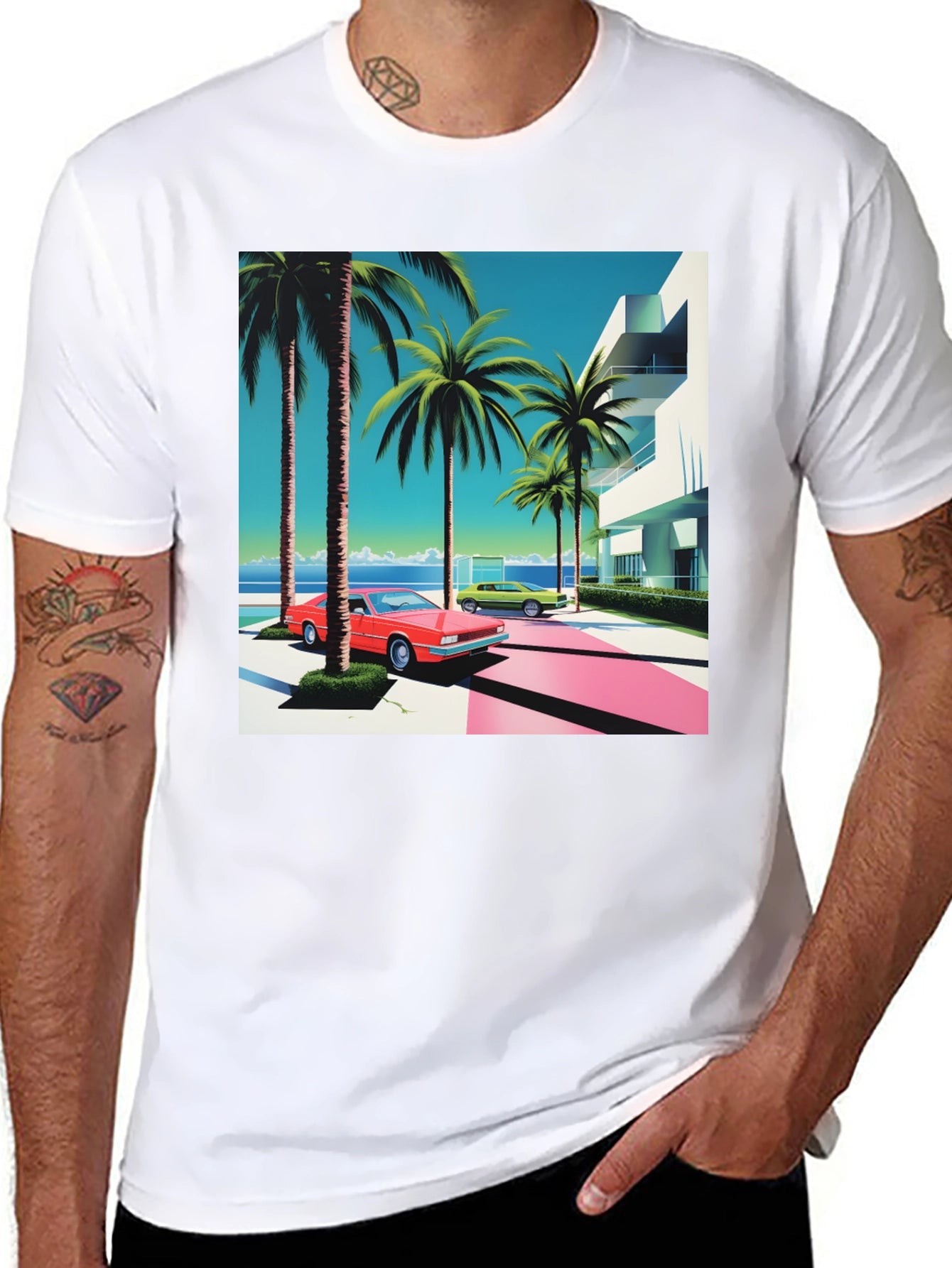 Miami Vice T-Shirt Retro Design Palm Trees