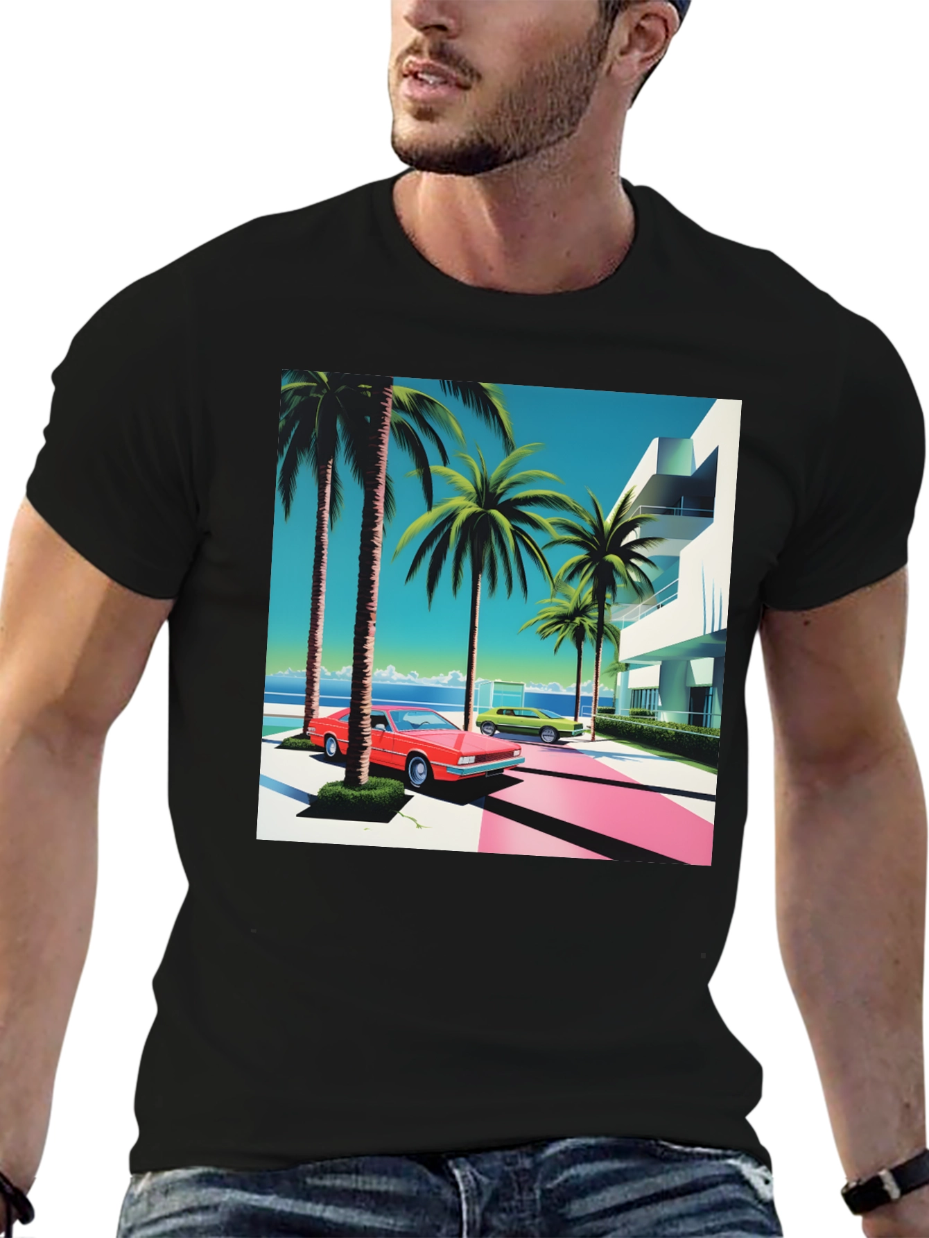 Miami Vice T-Shirt Retro Design Palm Trees