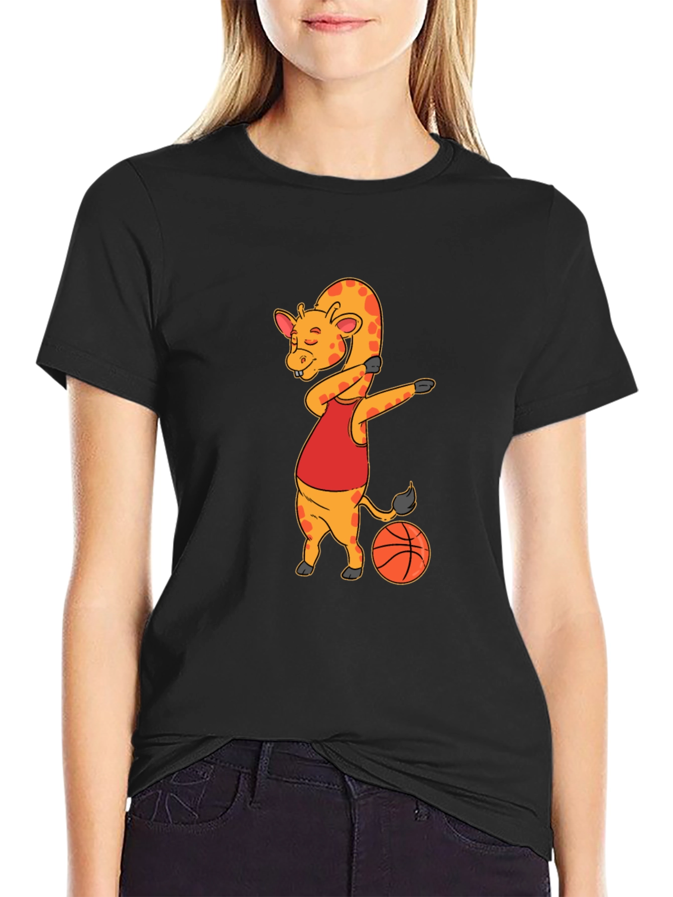 Giraffe Dabbing Basketball T-Shirt