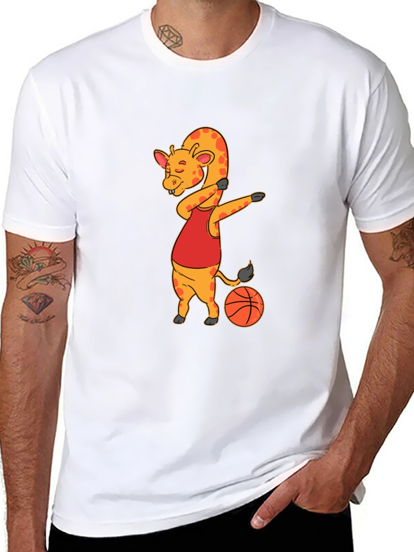 Giraffe Dabbing Basketball T-Shirt