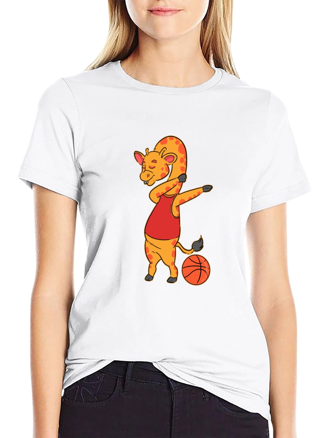 Giraffe Dabbing Basketball T-Shirt